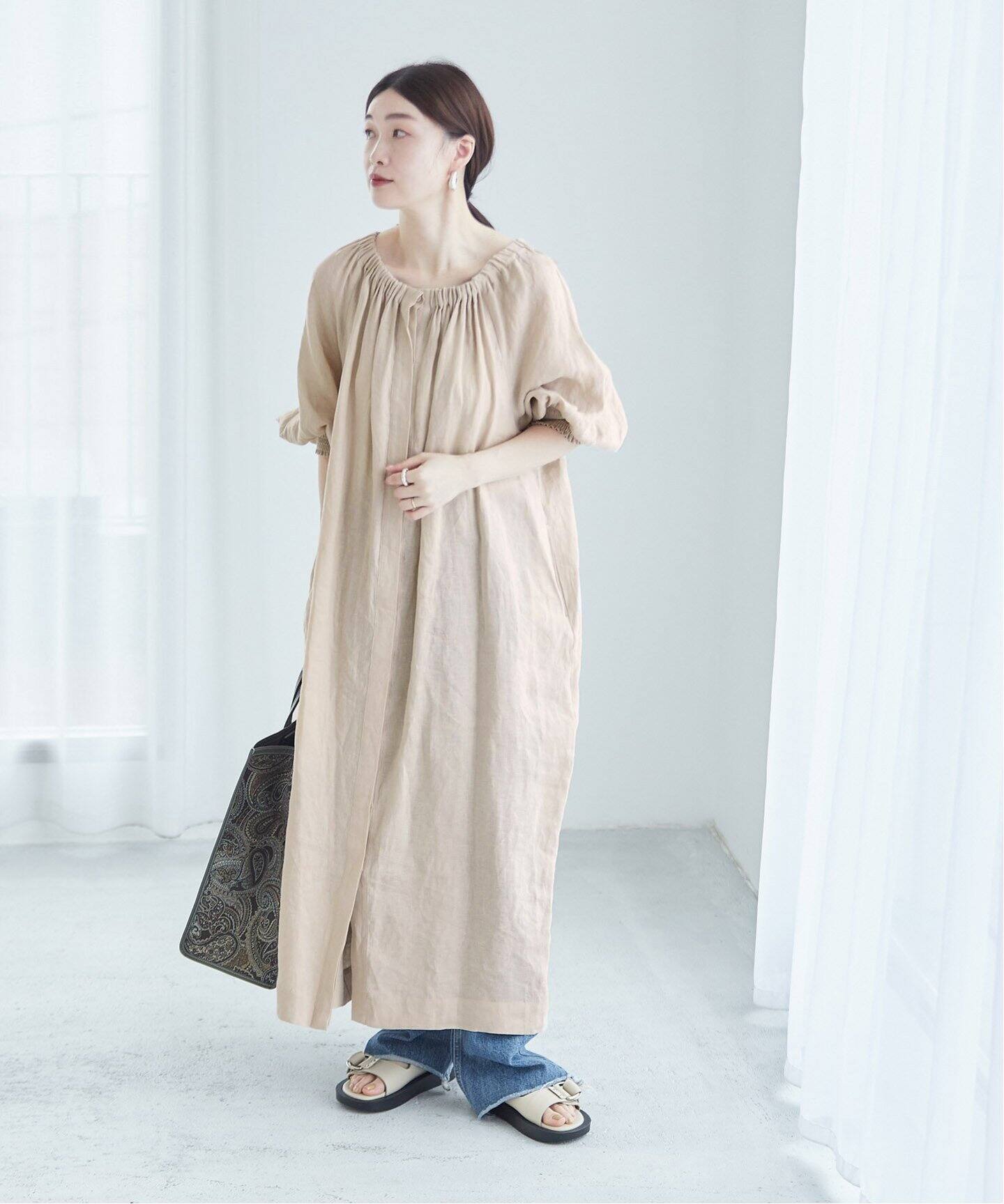 フレンチリネンギャザーワンピース（ワンピース）｜JOURNAL STANDARD L 