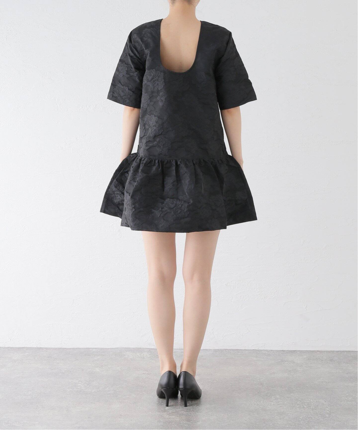 GANNI/ガニー】Botanical Jacquard Open-back Mini：ワンピース  