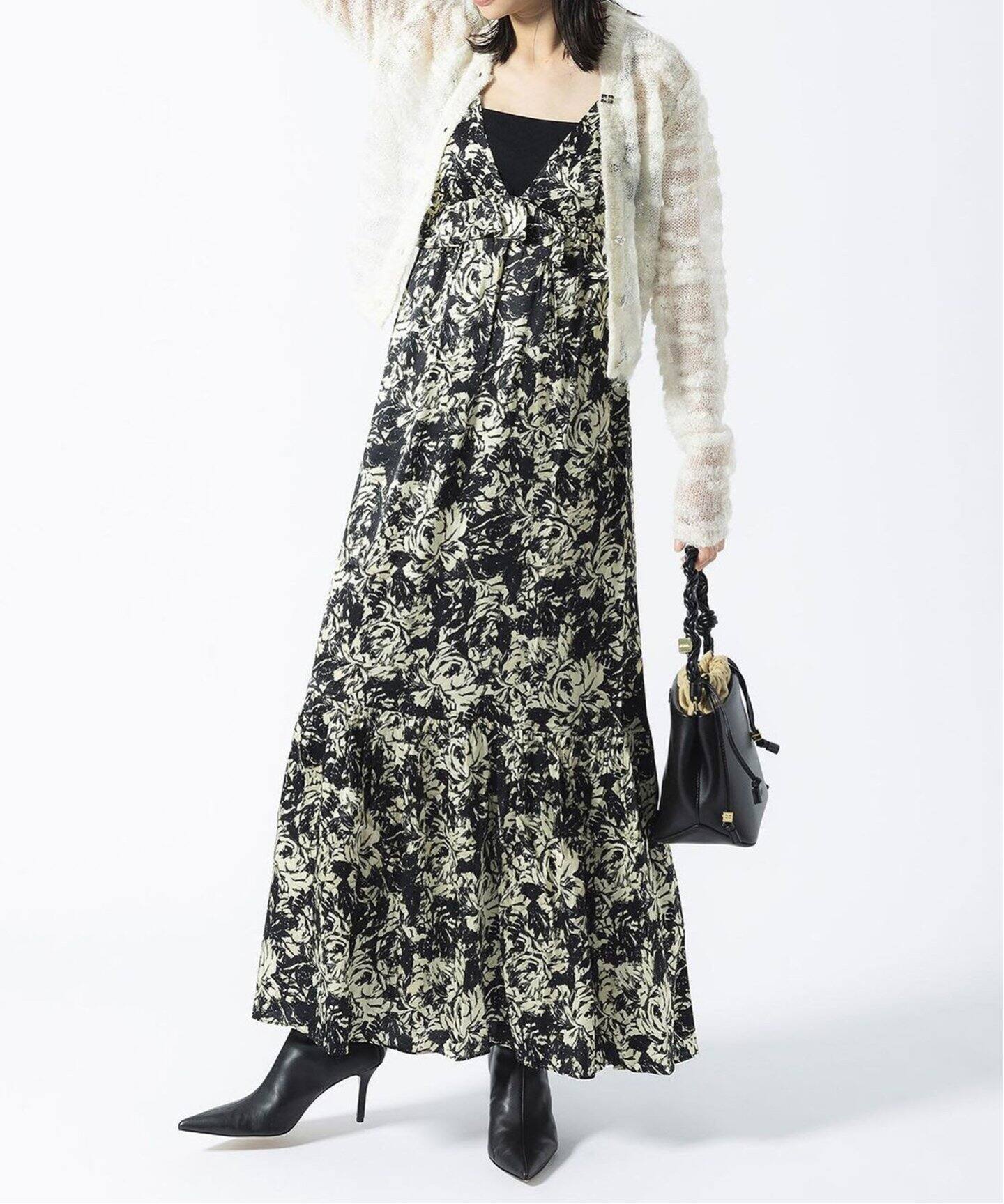 GANNI/ガニー】Printed Satin Strap Dress：ワンピース（ワンピース  