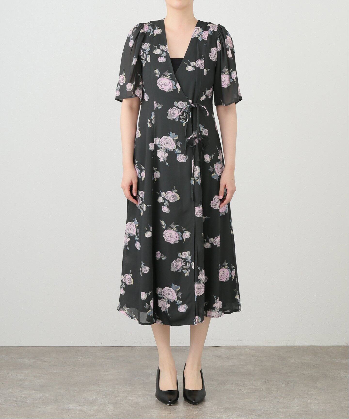 GANNI/ガニー】Fluid Crepe Wrap Midi Dress：ワンピース（ワンピース 