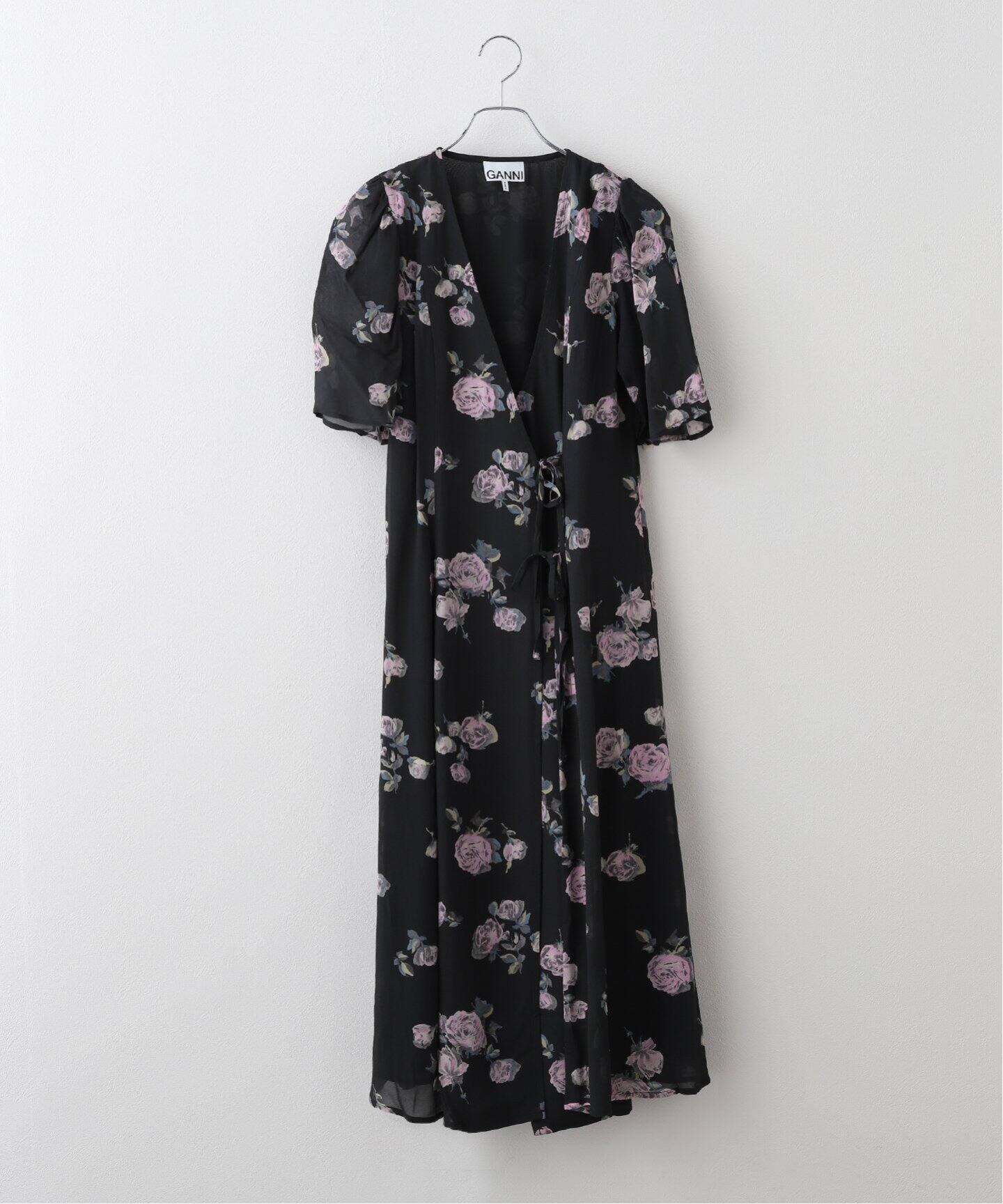 GANNI/ガニー】Fluid Crepe Wrap Midi Dress：ワンピース（ワンピース 