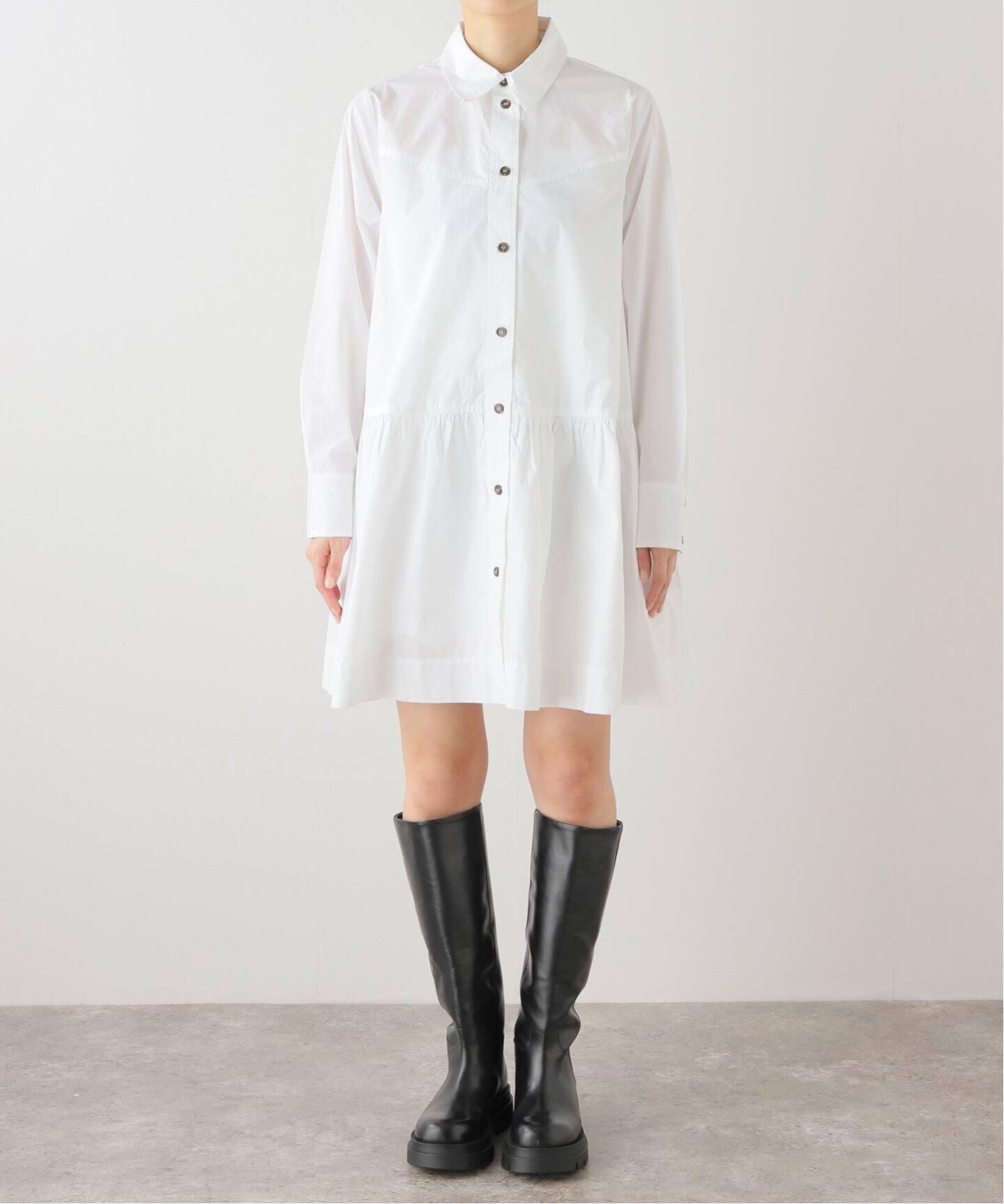 GANNI/ガニー】Cotton Poplin Mini Shirt Dress：ワンピース 