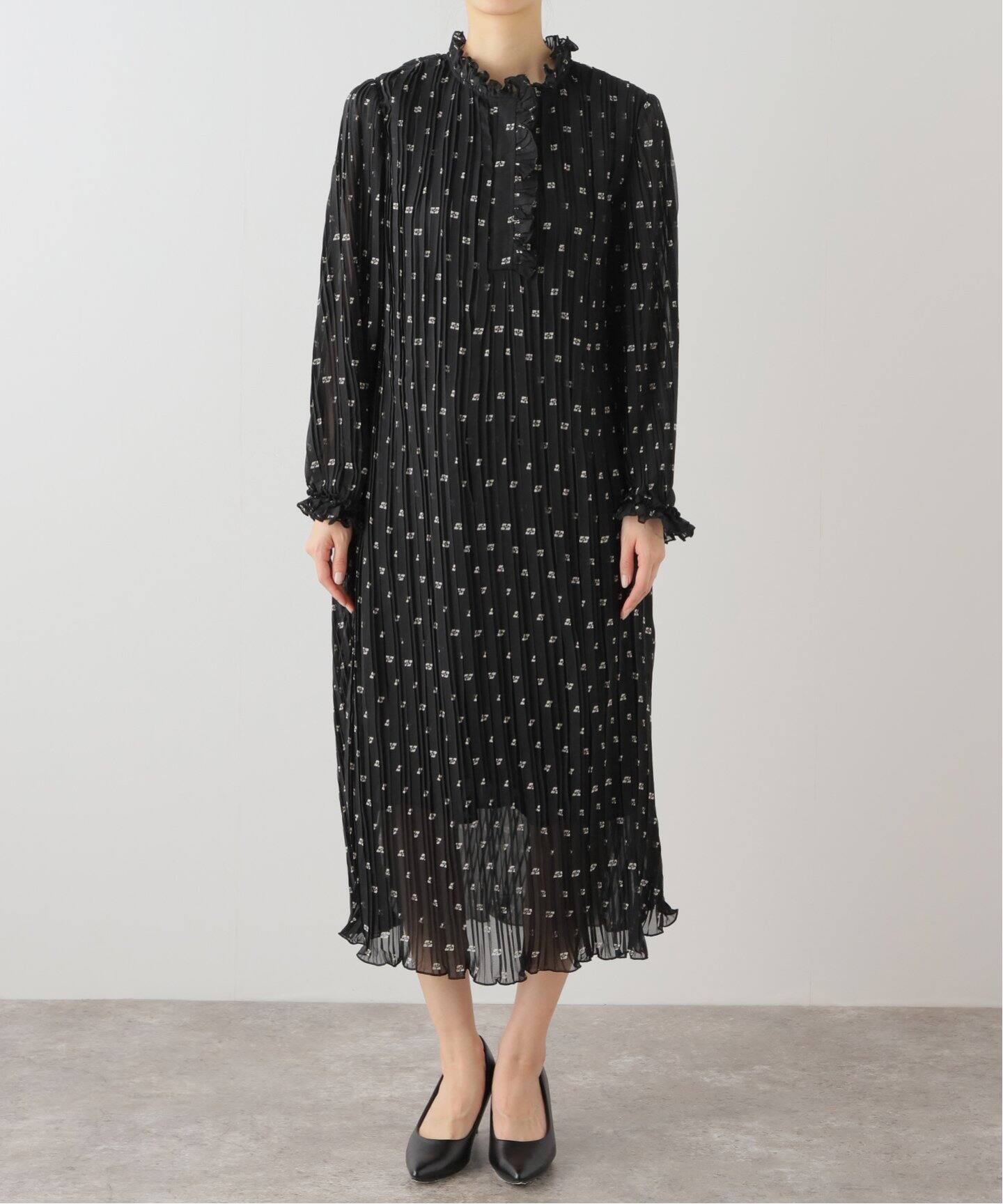 GANNI/ガニー】Pleated Georgette Midi Dress：ワンピース（ワンピース 