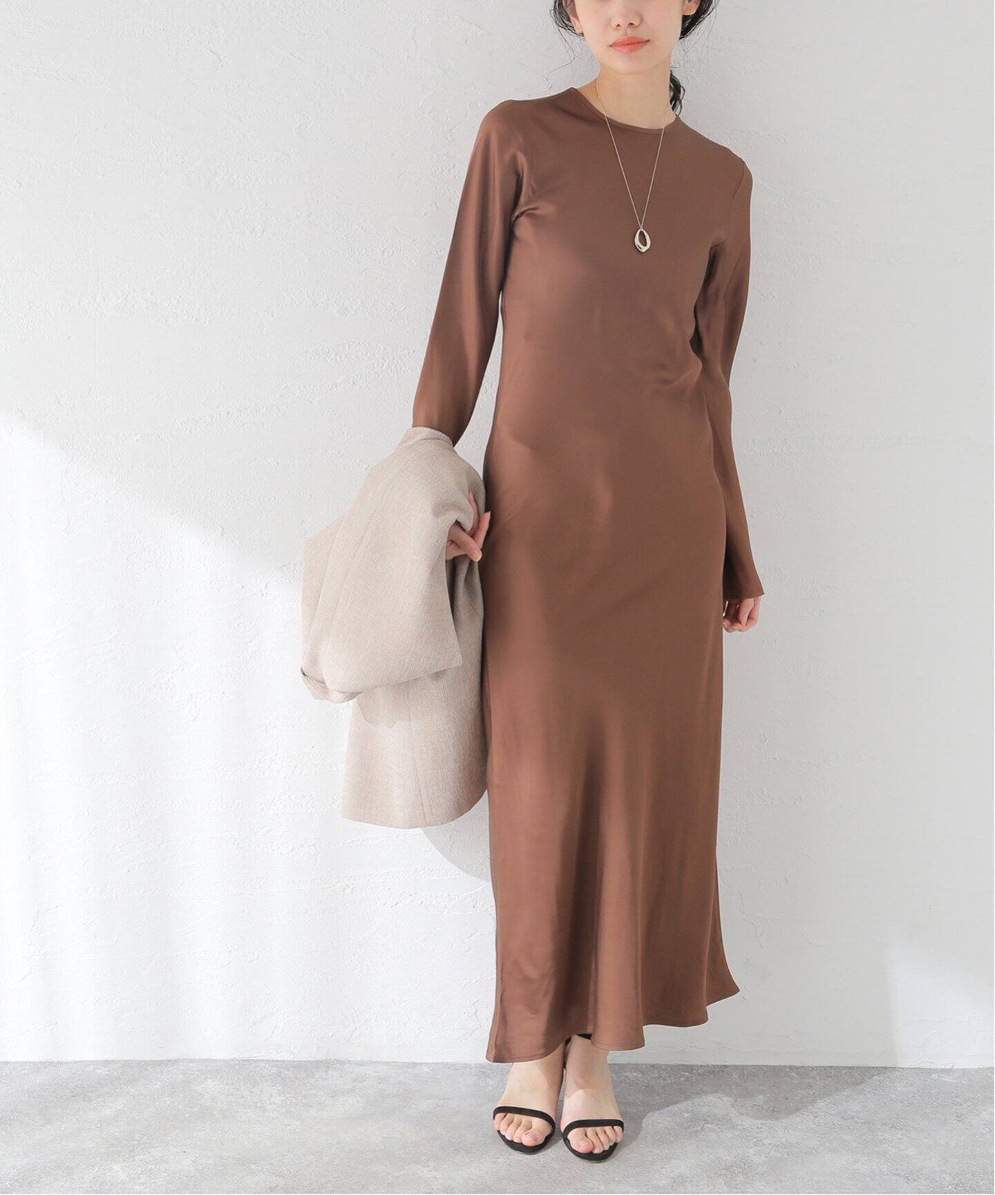 BASERANGE/ベースレンジ】DYDINE LONGSLEEVE DRESS：ワンピース 