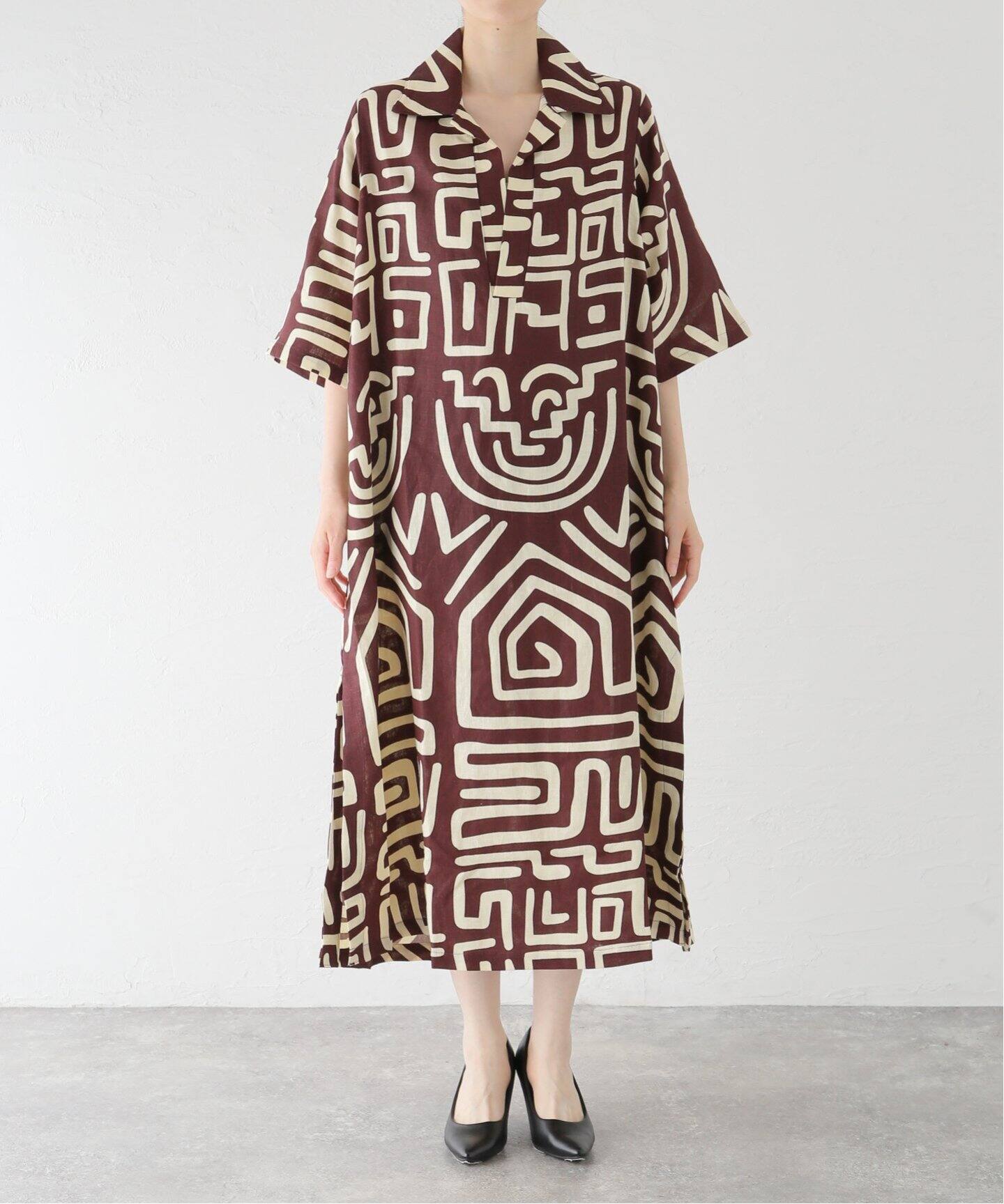 OAS/オーエーエス】Kalahara papaya linen dress 4502-02（ワンピース 