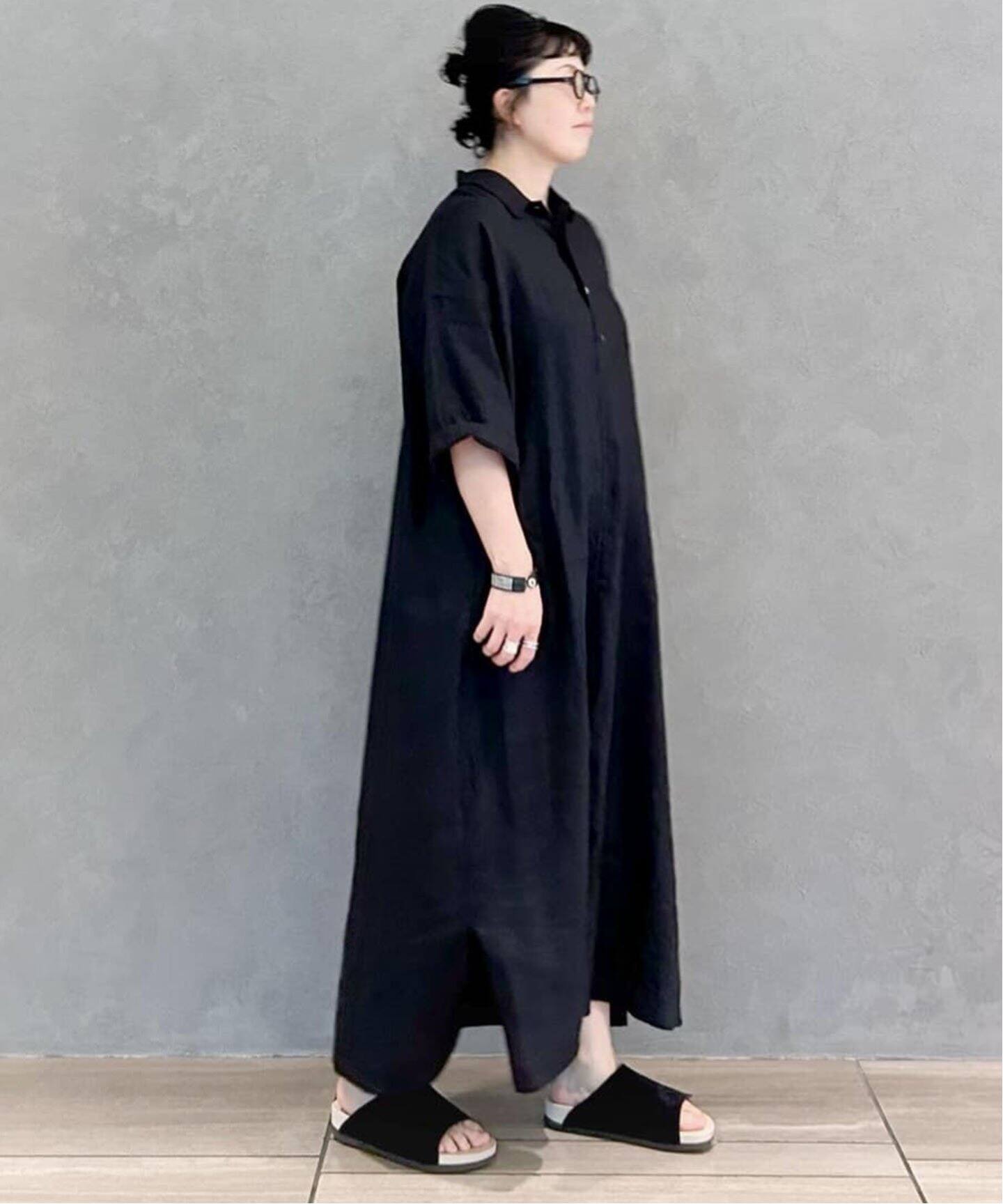 40リネンワッシャー シャツワンピース（ワンピース）｜journal  