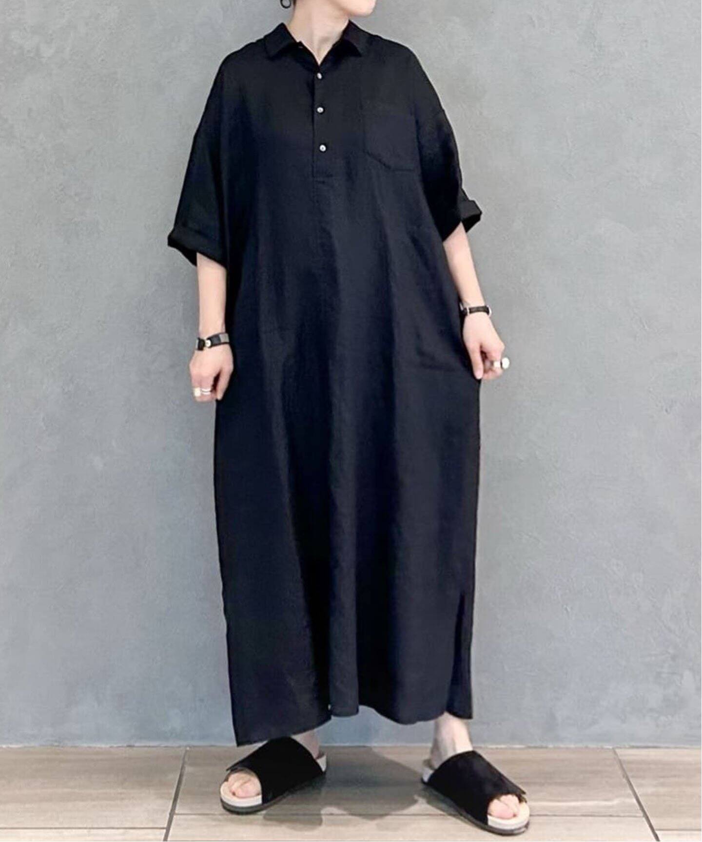 40リネンワッシャー シャツワンピース（ワンピース）｜journal  