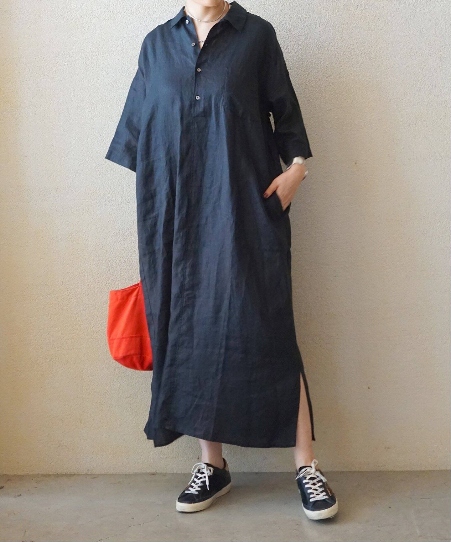 40リネンワッシャー シャツワンピース（ワンピース）｜journal  