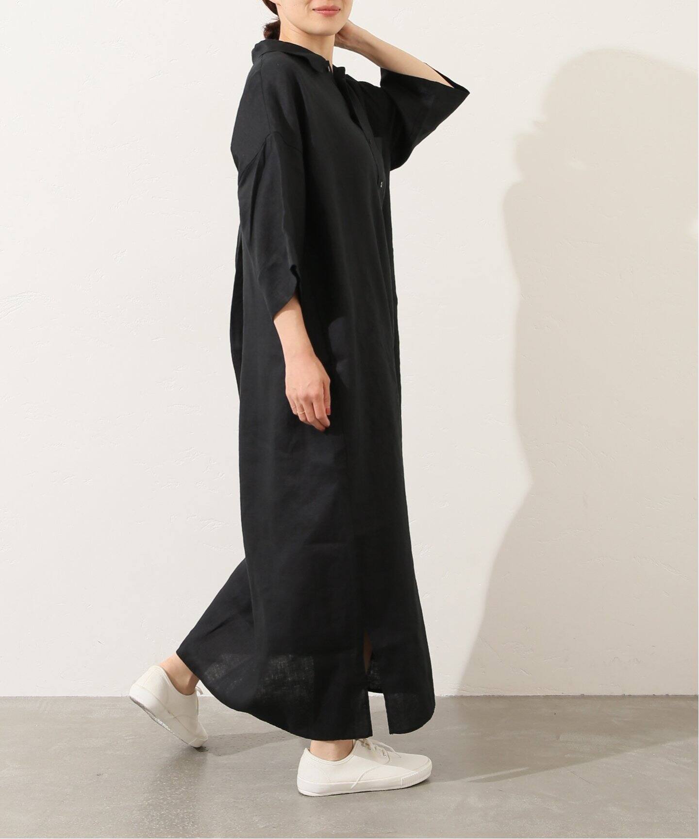 40リネンワッシャー シャツワンピース（ワンピース）｜journal  