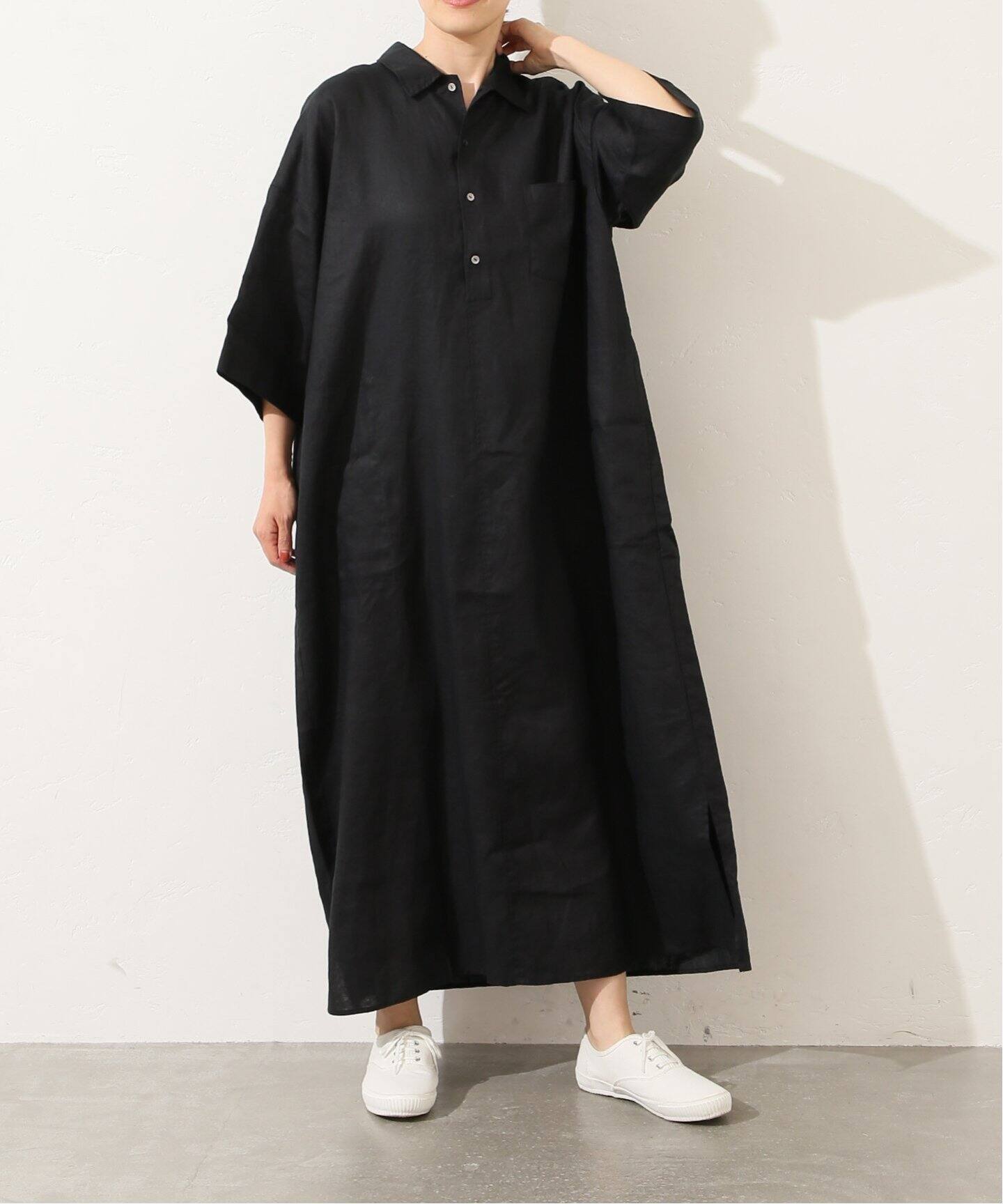 40リネンワッシャー シャツワンピース（ワンピース）｜journal  