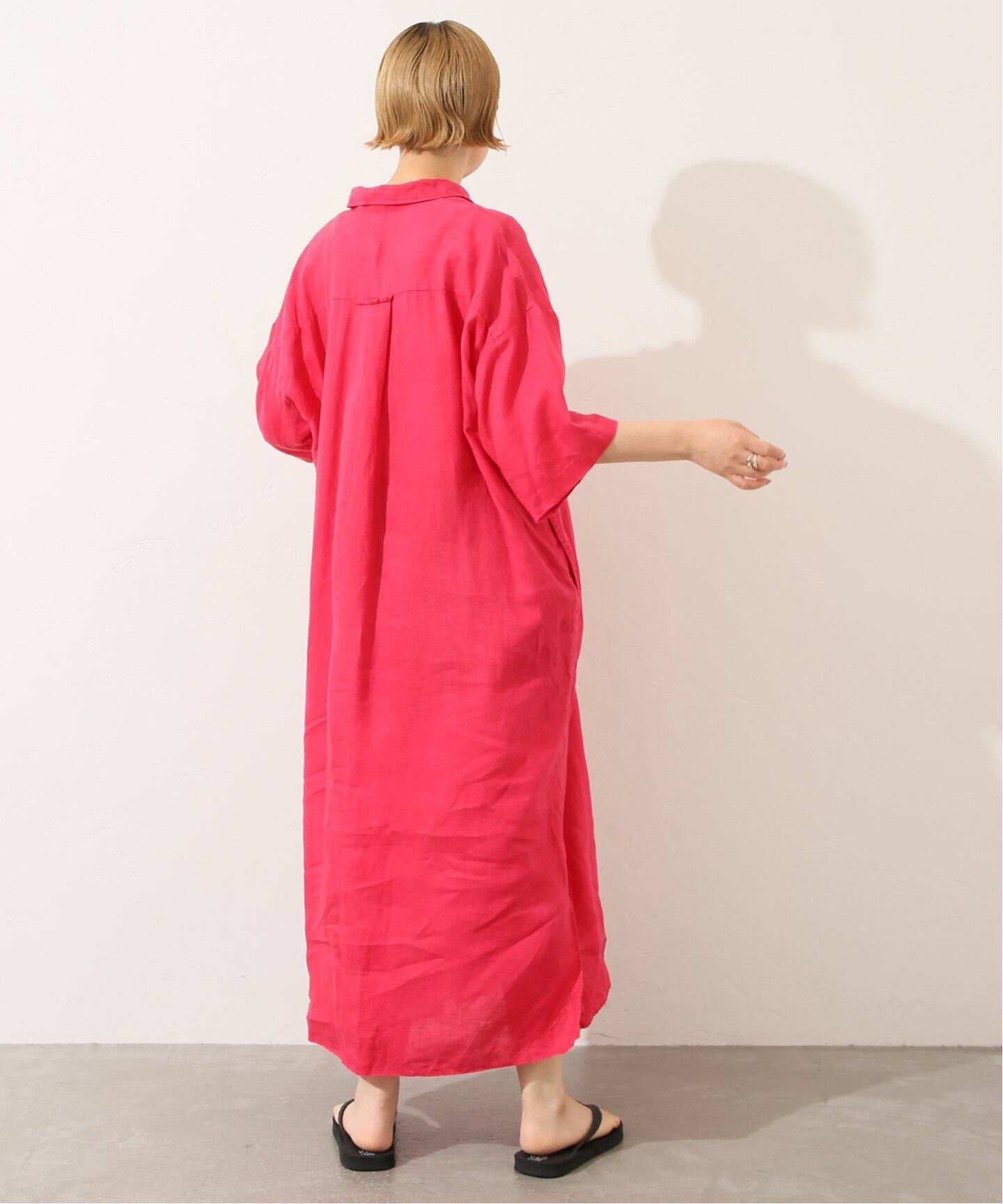 40リネンワッシャー シャツワンピース（ワンピース）｜journal  