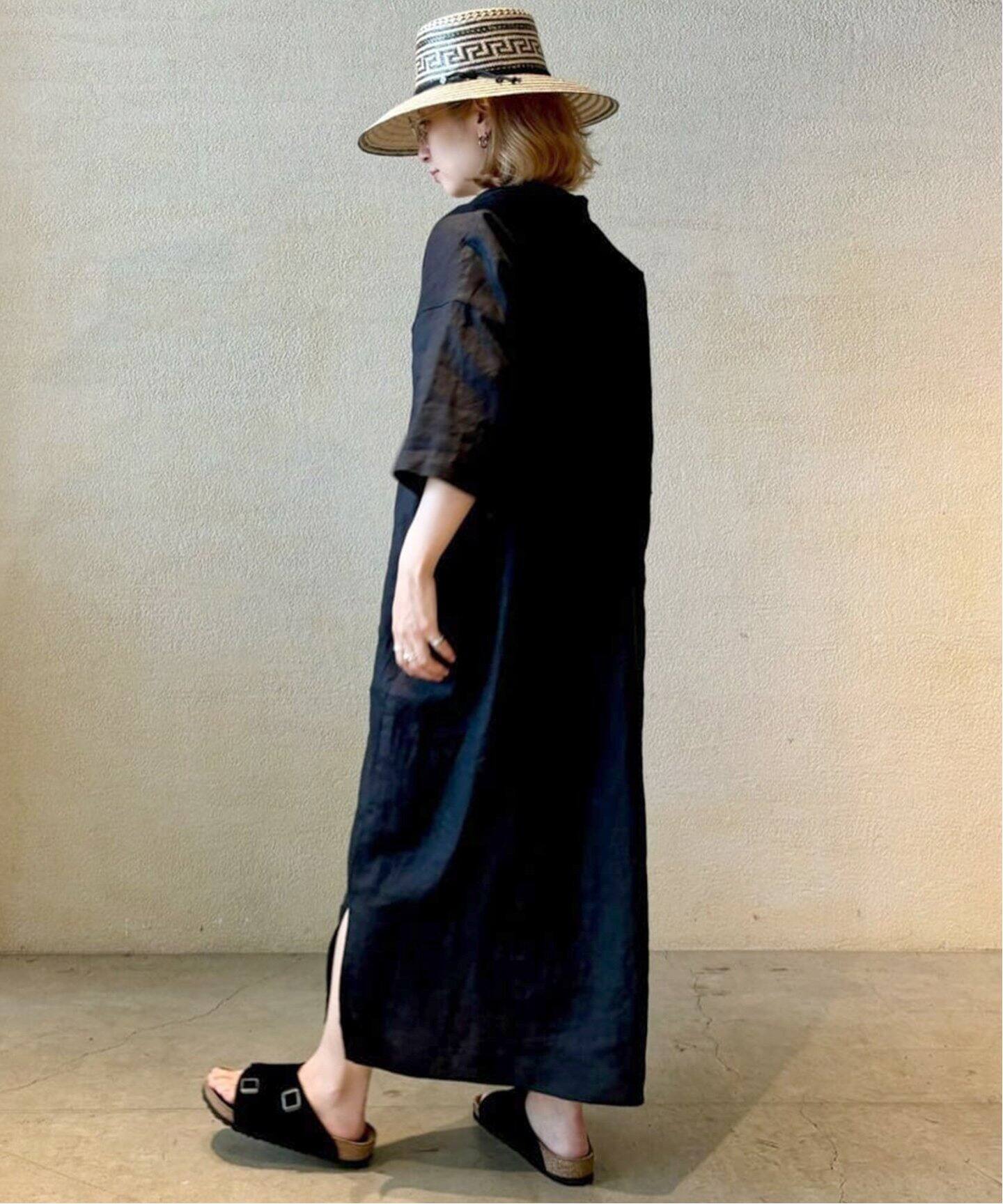 40リネンワッシャー シャツワンピース（ワンピース）｜journal  