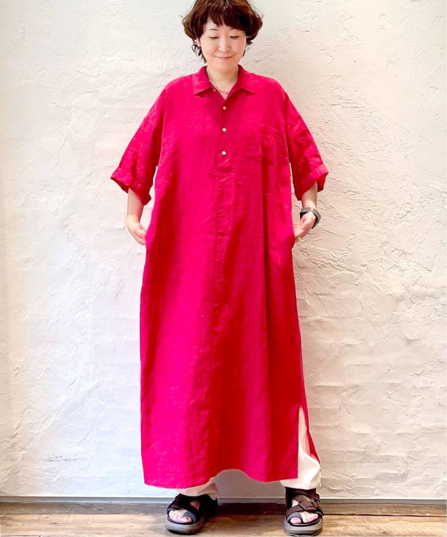 40リネンワッシャー シャツワンピース（ワンピース）｜journal  