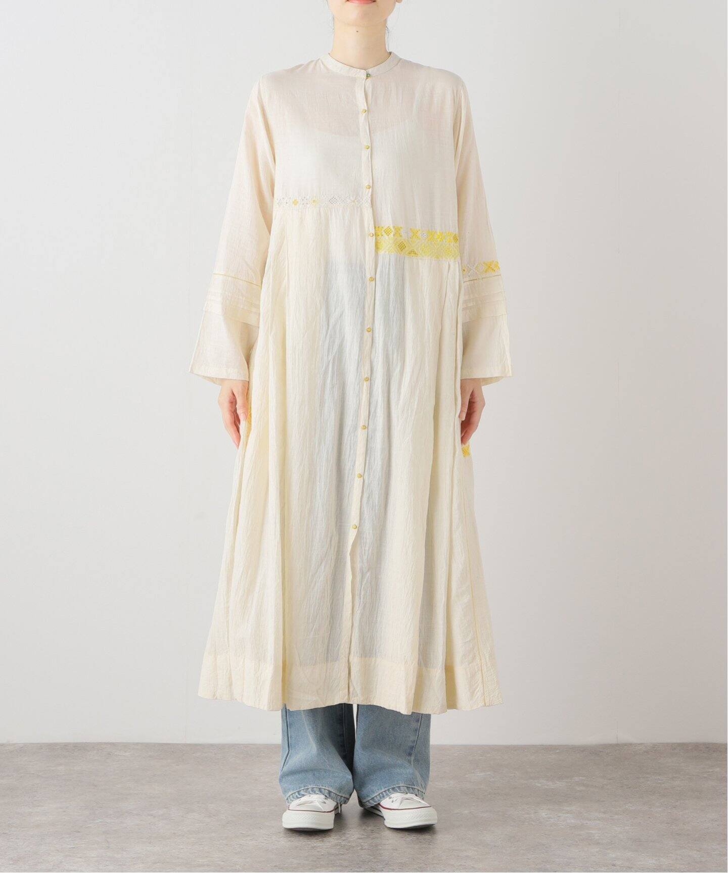 INJIRI/インジリ】 COTTON LONG SLEEVE LONG OPEN DRES（ワンピース 