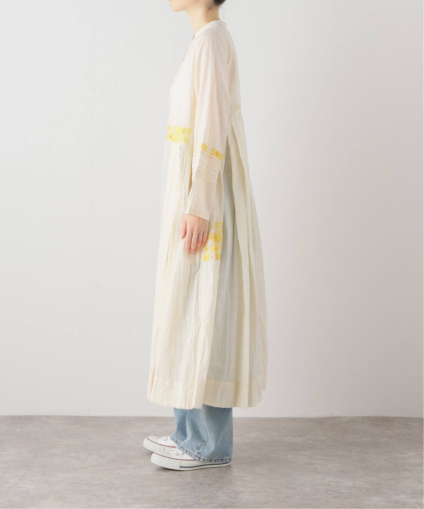 INJIRI/インジリ】 COTTON LONG SLEEVE LONG OPEN DRES（ワンピース  