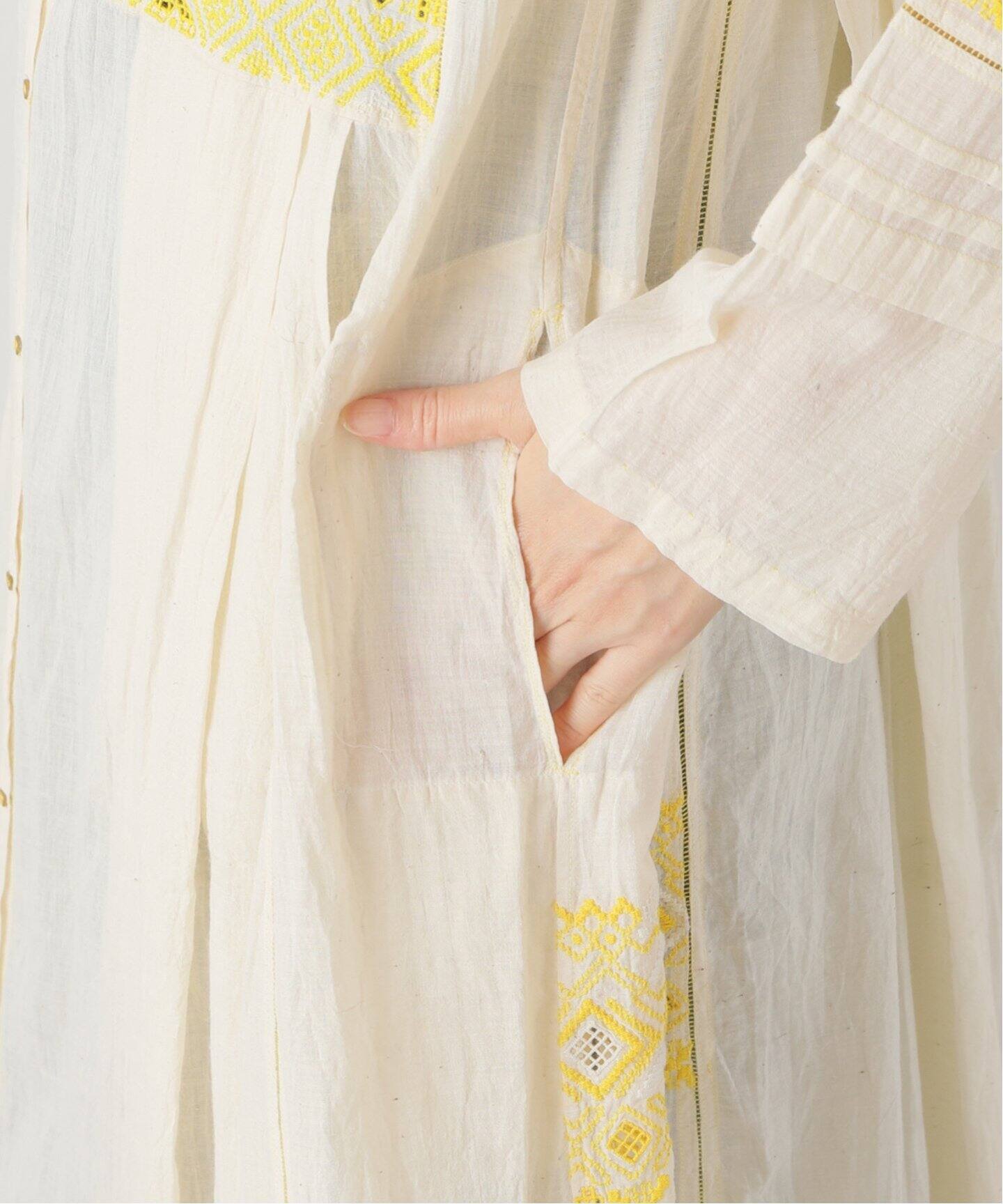 INJIRI/インジリ】 COTTON LONG SLEEVE LONG OPEN DRES（ワンピース 