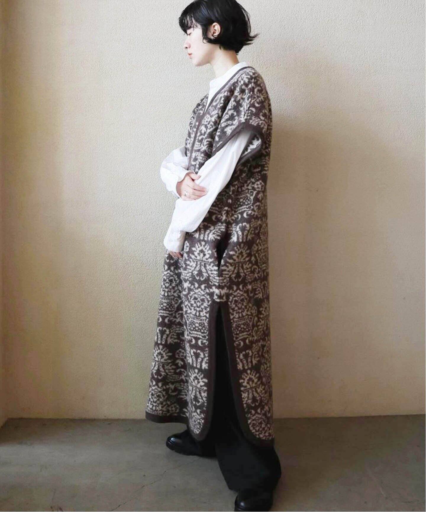 CRISTA SEYA / クリスタ セヤ】 FELTED WOOL JACQUARD CAFTAN 