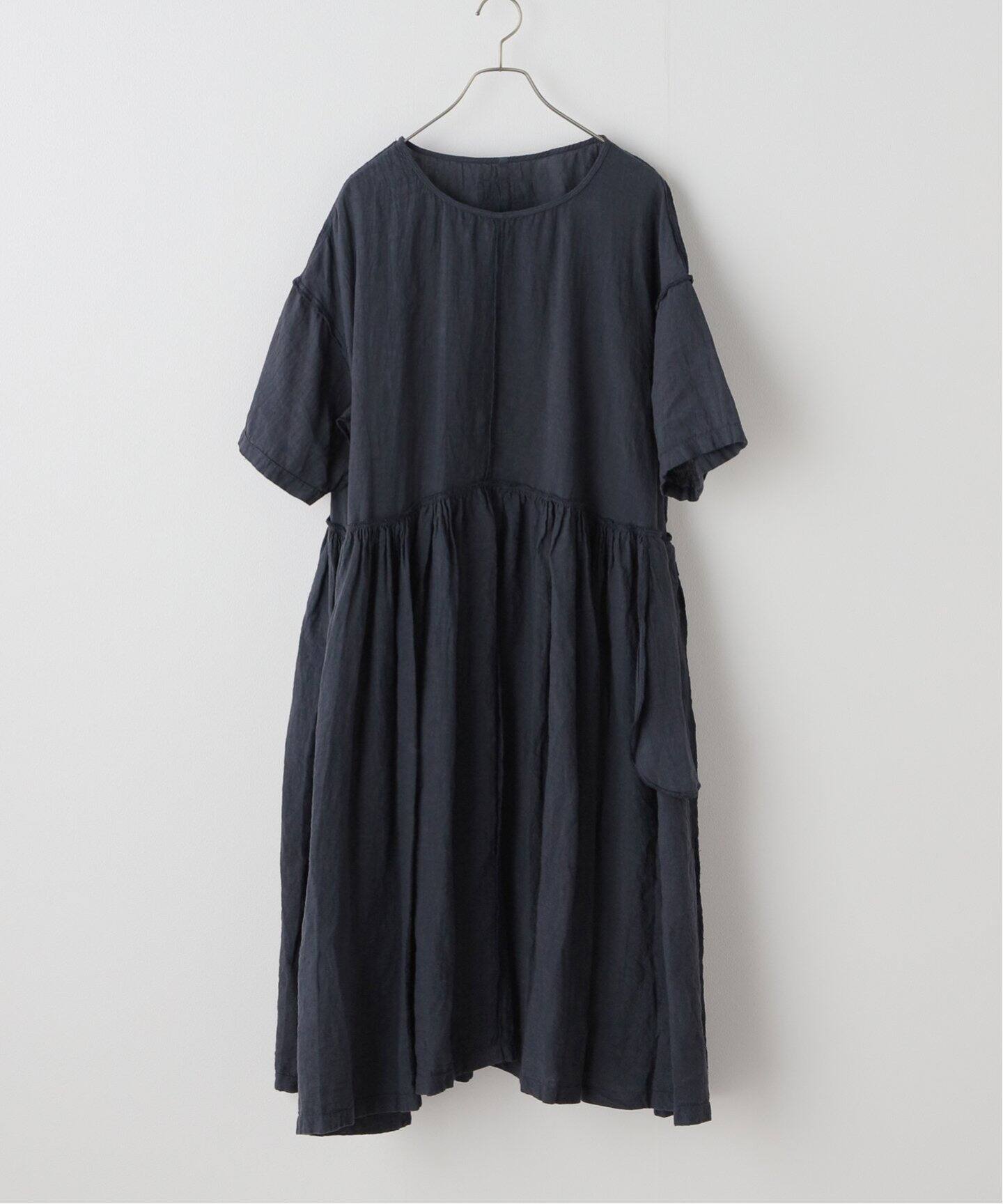 MANUELLE GUIBAL /マニュエルギバル】 LINEN GATHERED DRESS 