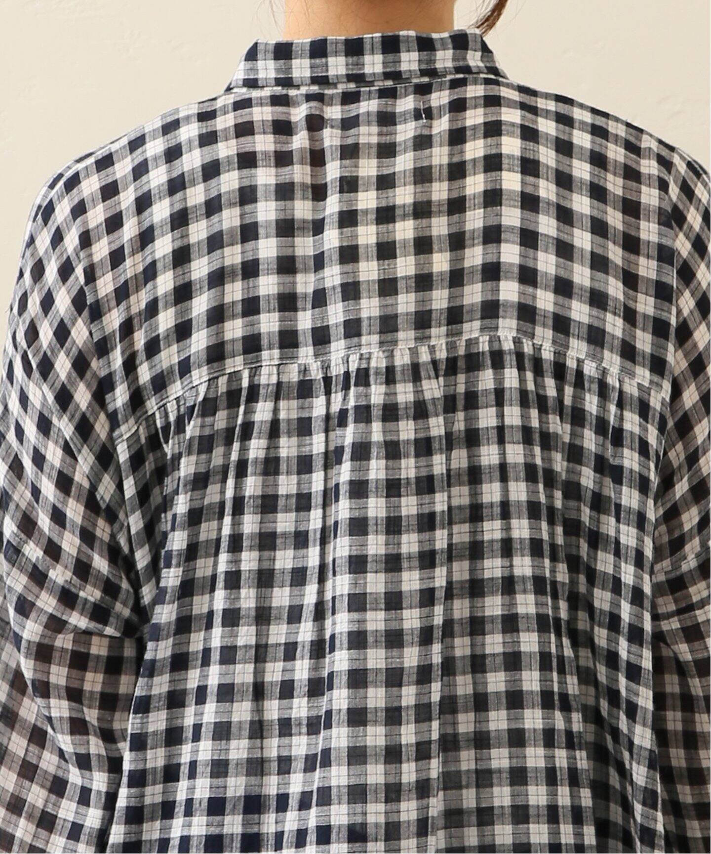 SOIL/ソイル】 GINGHAM CHECK GATHERED SHIRT DRESS（ワンピース 