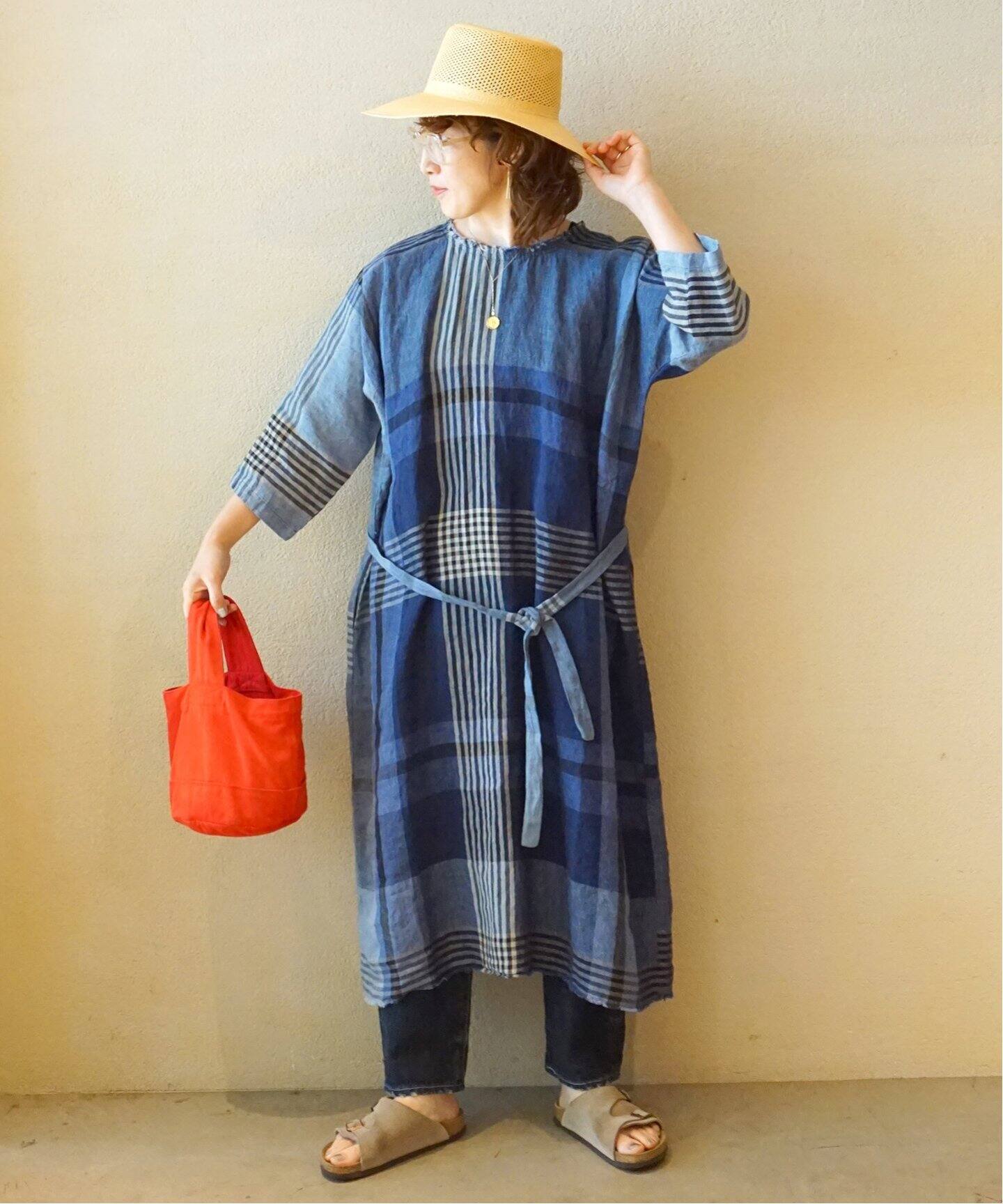 H+HANNOH WESSEL/エイチプラスハノーウェーゼル】 LINEN CHECK PULL 