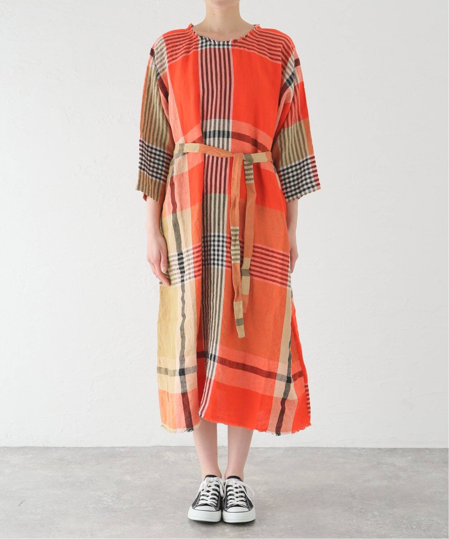 H+HANNOH WESSEL/エイチプラスハノーウェーゼル】 LINEN CHECK PULL  