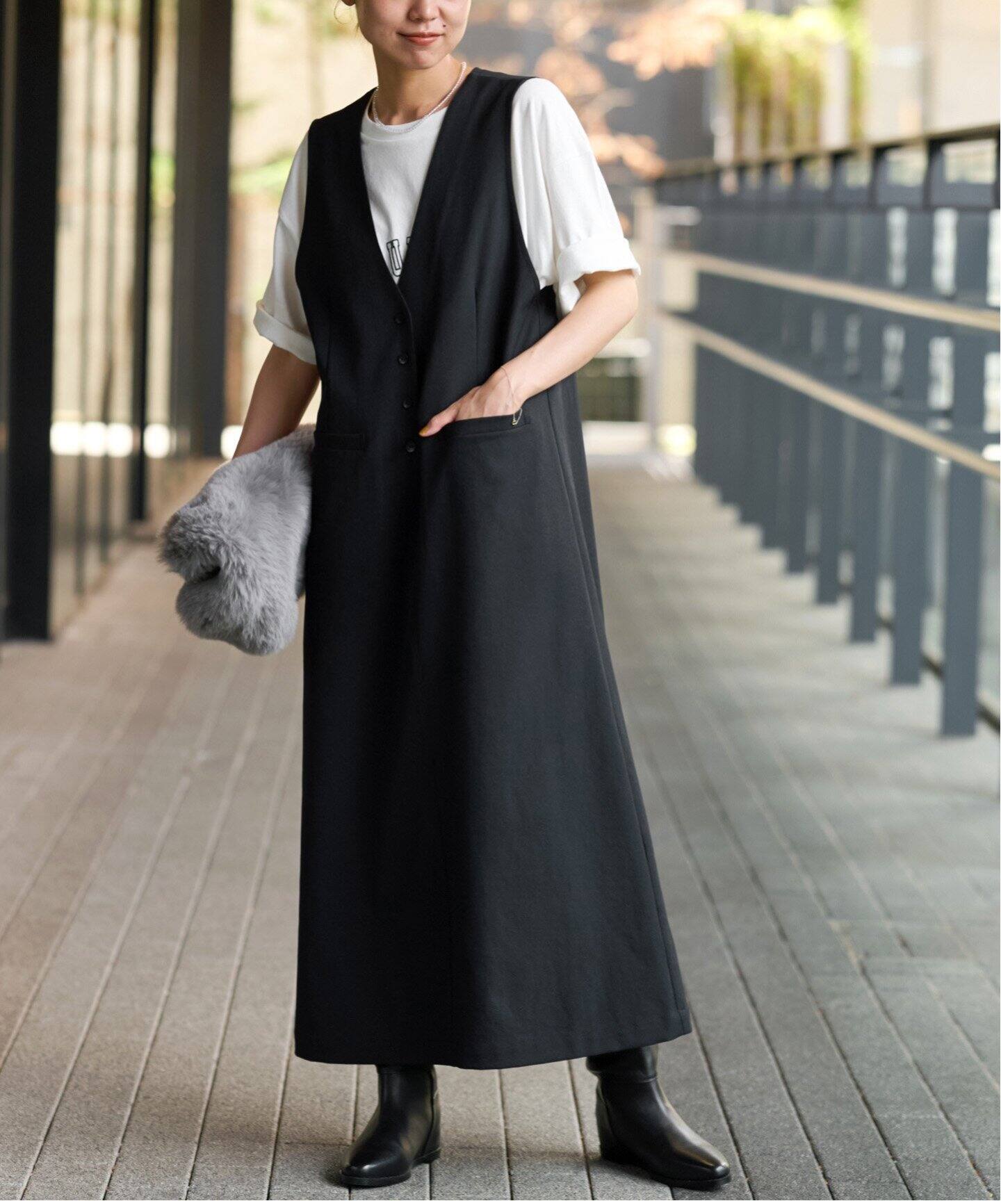 2サイズ展開》ウォッシャブルストレッチジャンパースカート  