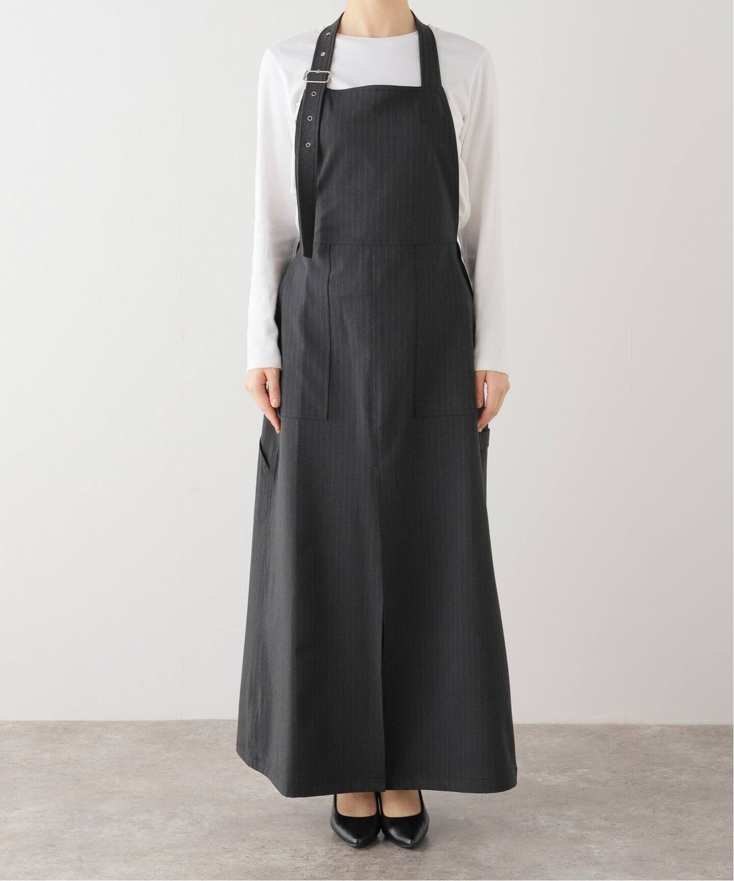 PROVOKE/プロヴォーク】 pinstripe apron dress：ワンピース