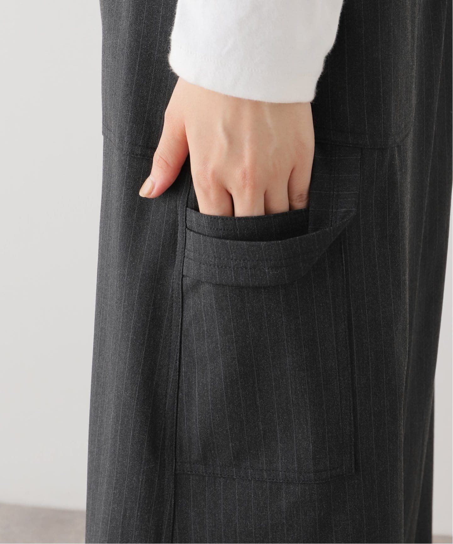 PROVOKE/プロヴォーク】 pinstripe apron dress：ワンピース