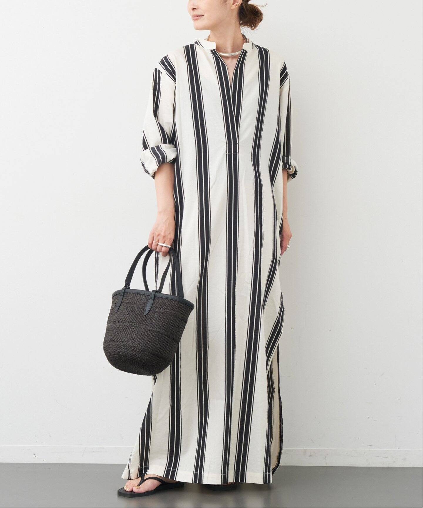 MATTEAU/マトー】 RELAXED STRIPE DJELLABA（ワンピース）｜Deuxieme  