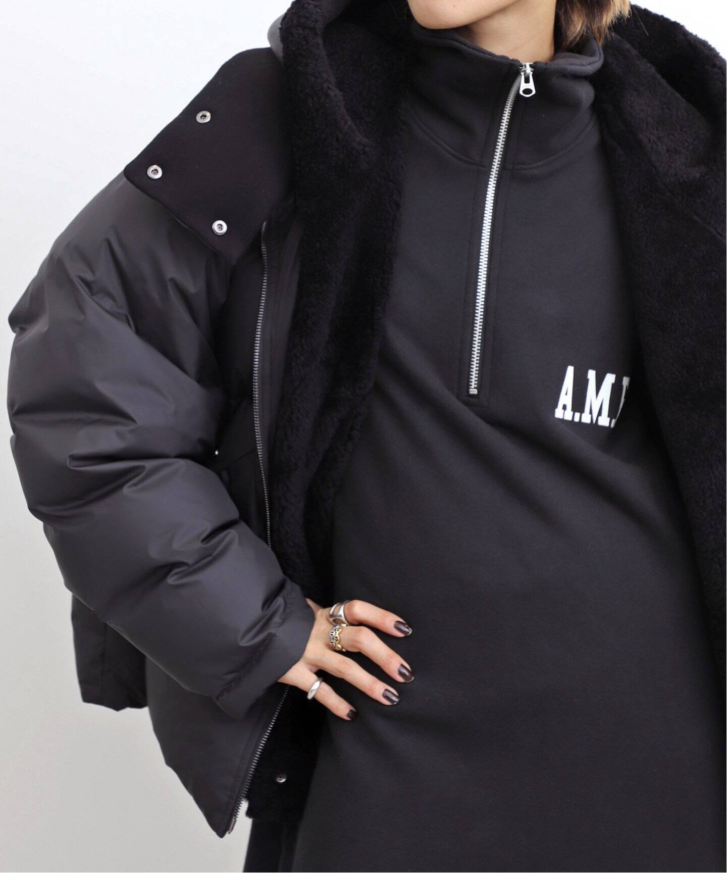 AMERICANA/アメリカーナ】 Half Zip Sweat Onepiece（ワンピース）｜L  