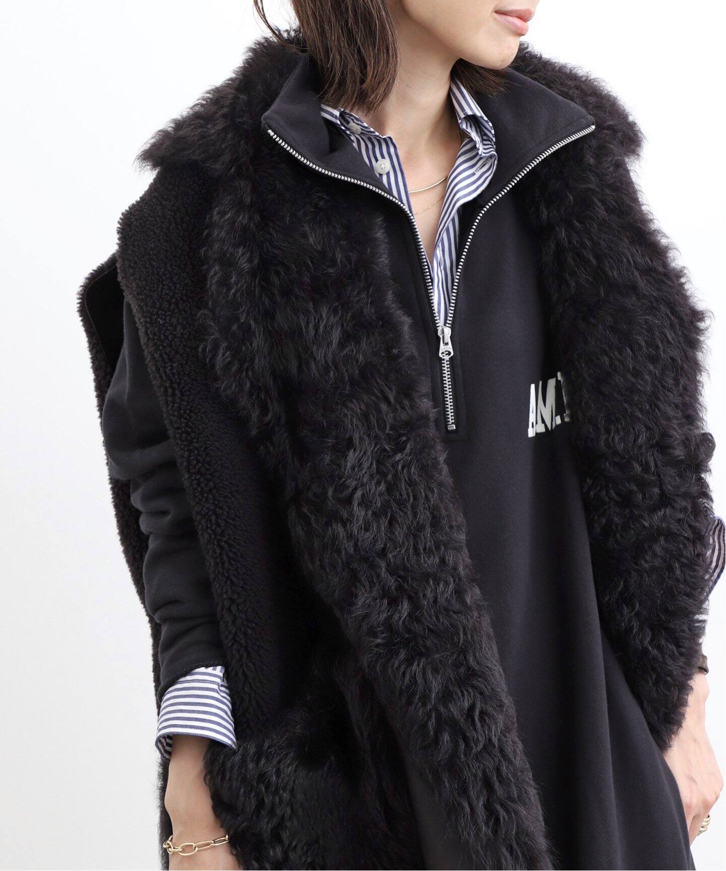 AMERICANA/アメリカーナ】 Half Zip Sweat Onepiece（ワンピース）｜L  