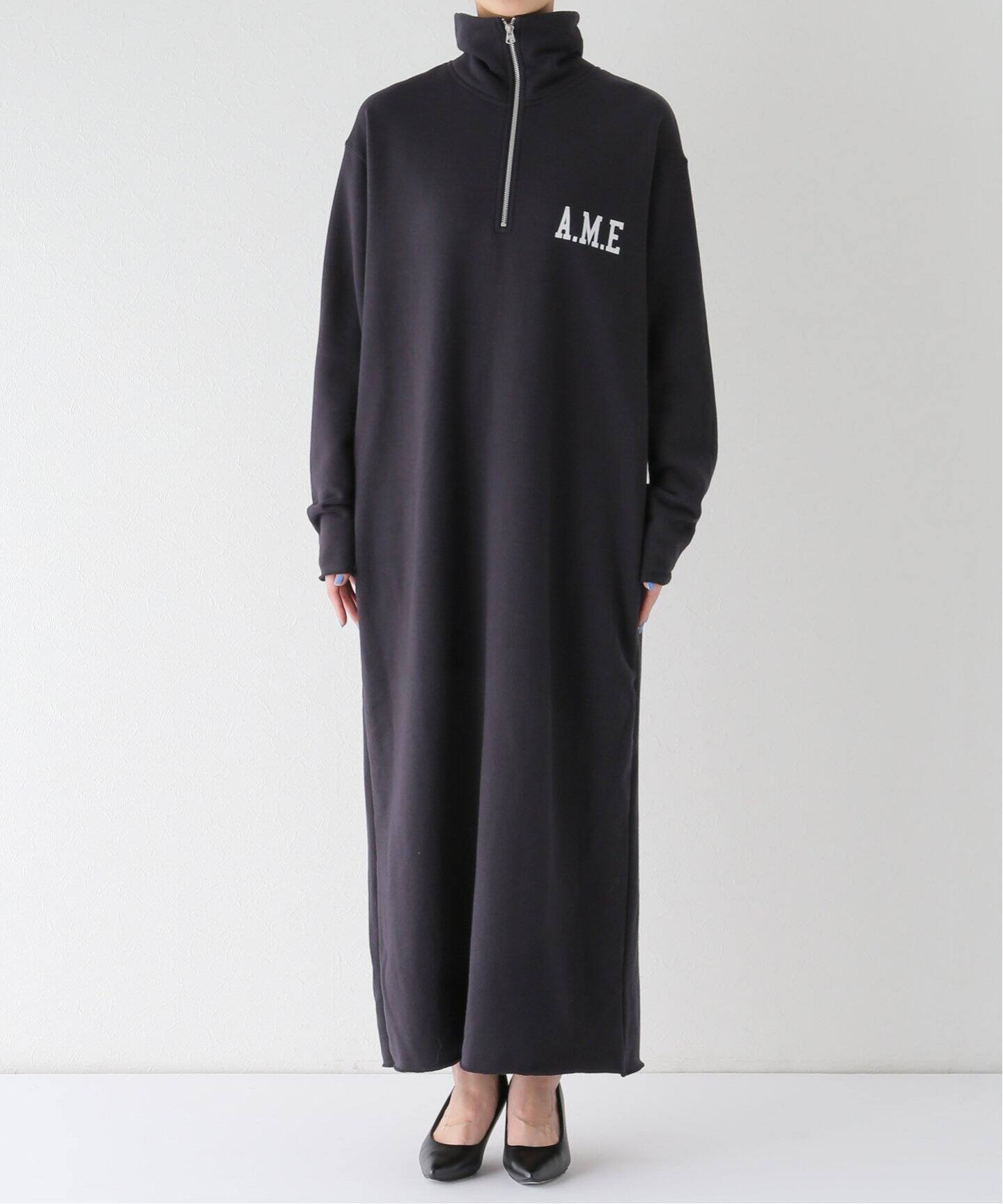 AMERICANA/アメリカーナ】 Half Zip Sweat Onepiece（ワンピース）｜L 