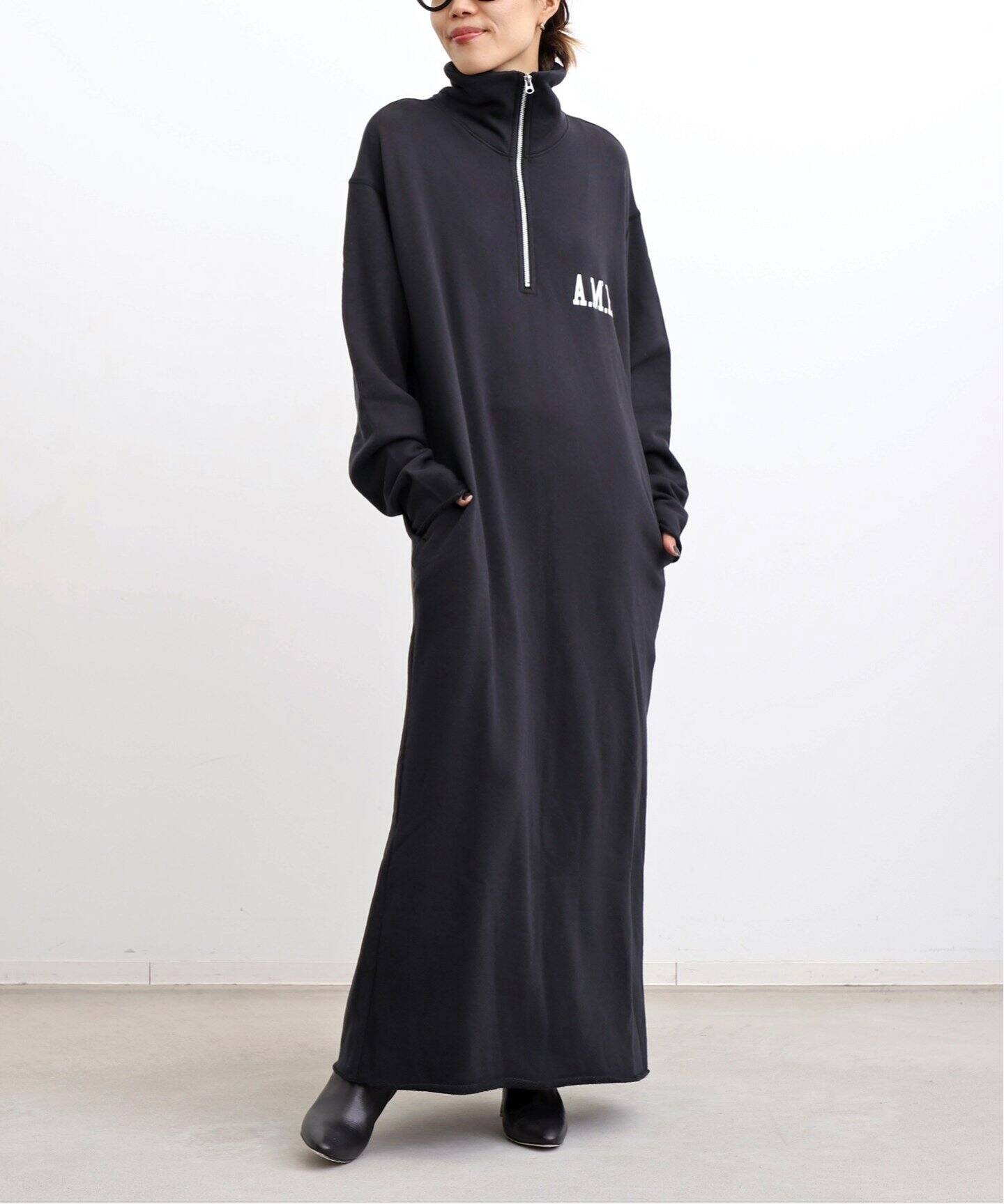 AMERICANA/アメリカーナ】 Half Zip Sweat Onepiece（ワンピース）｜L  