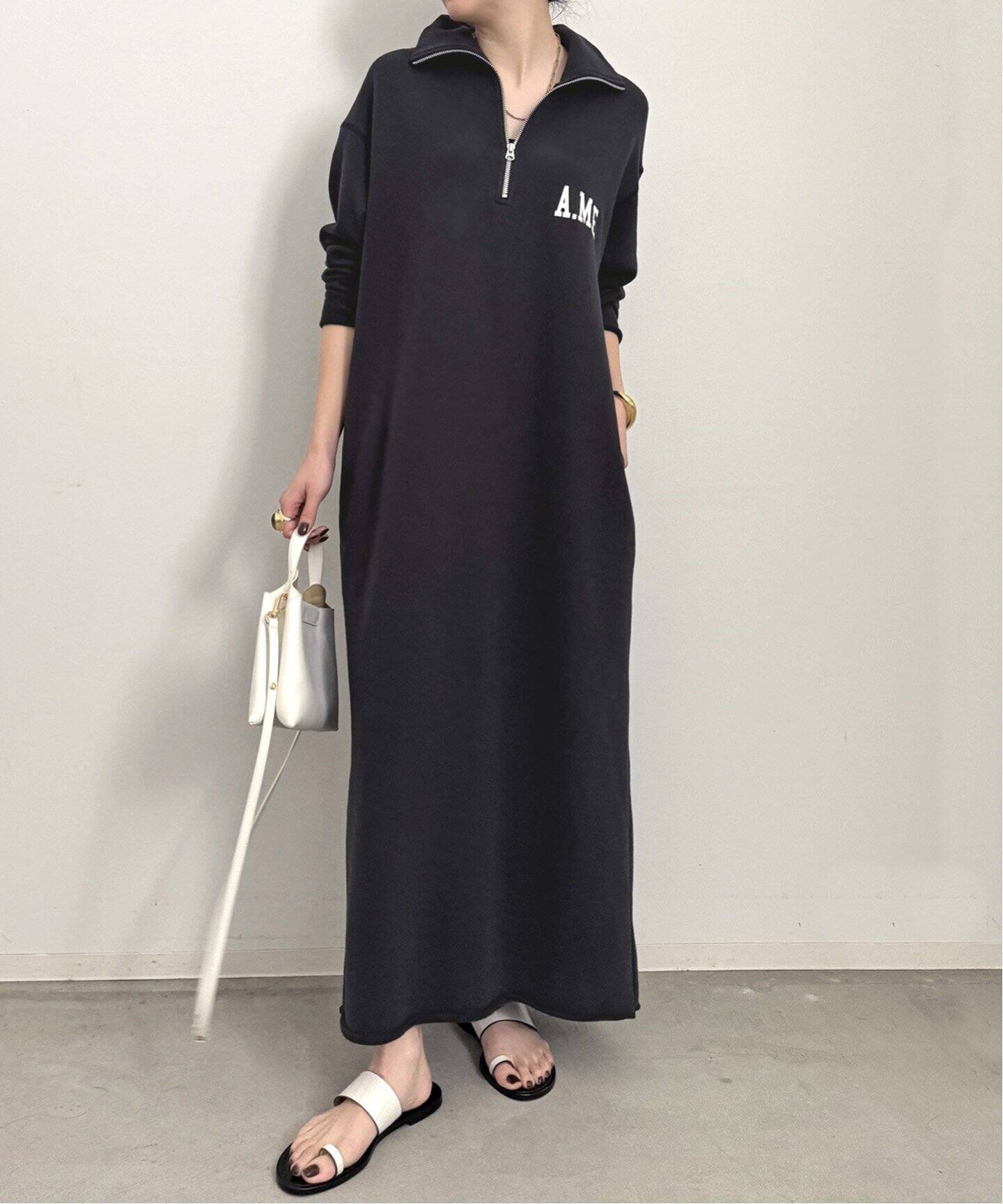 AMERICANA/アメリカーナ】 Half Zip Sweat One piece（ワンピース）｜L 