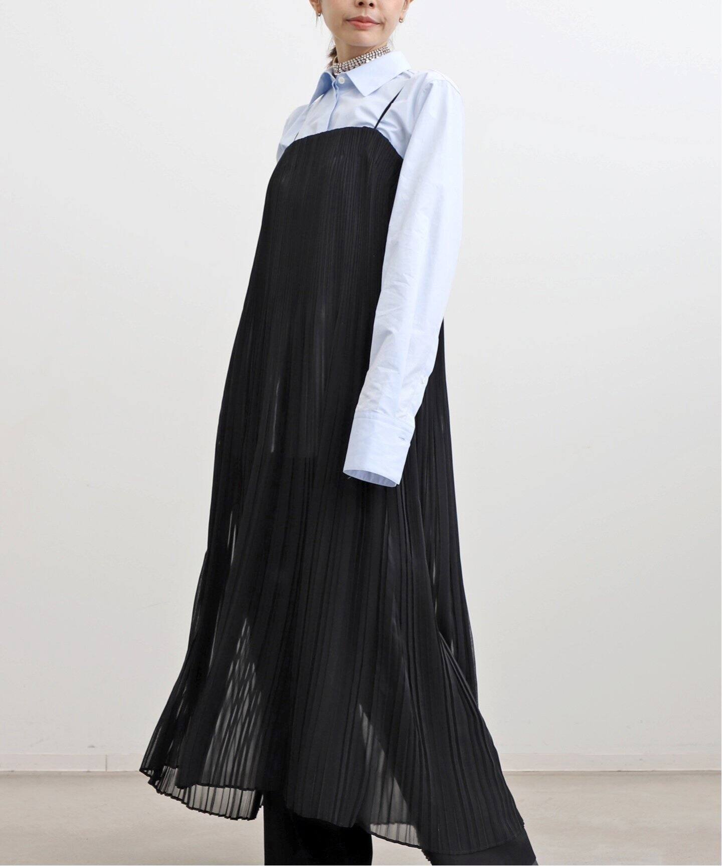Sheer Pleats Cami Dress（ワンピース）｜L