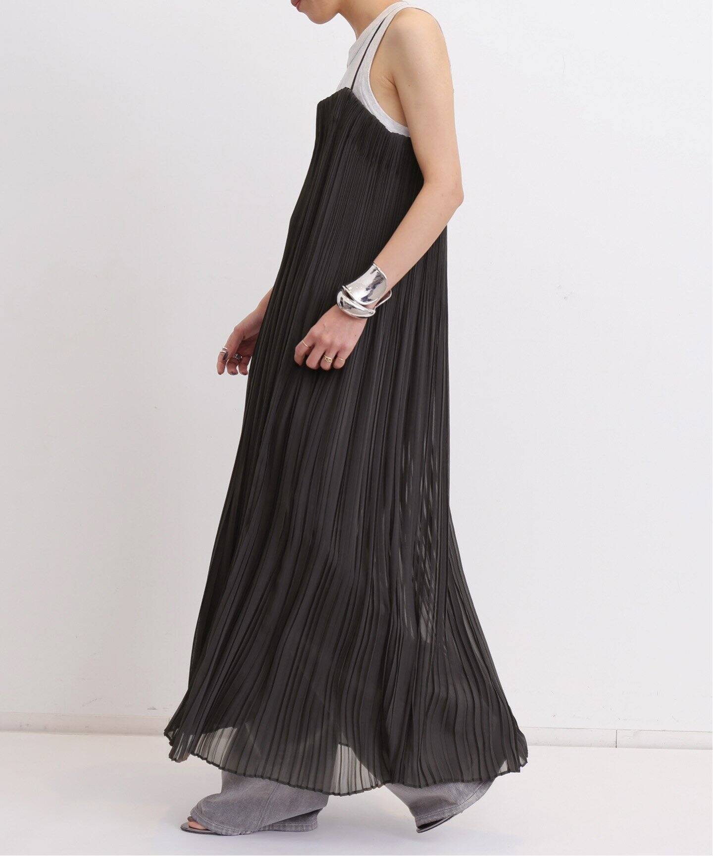 Sheer Pleats Cami Dress（ワンピース）｜L