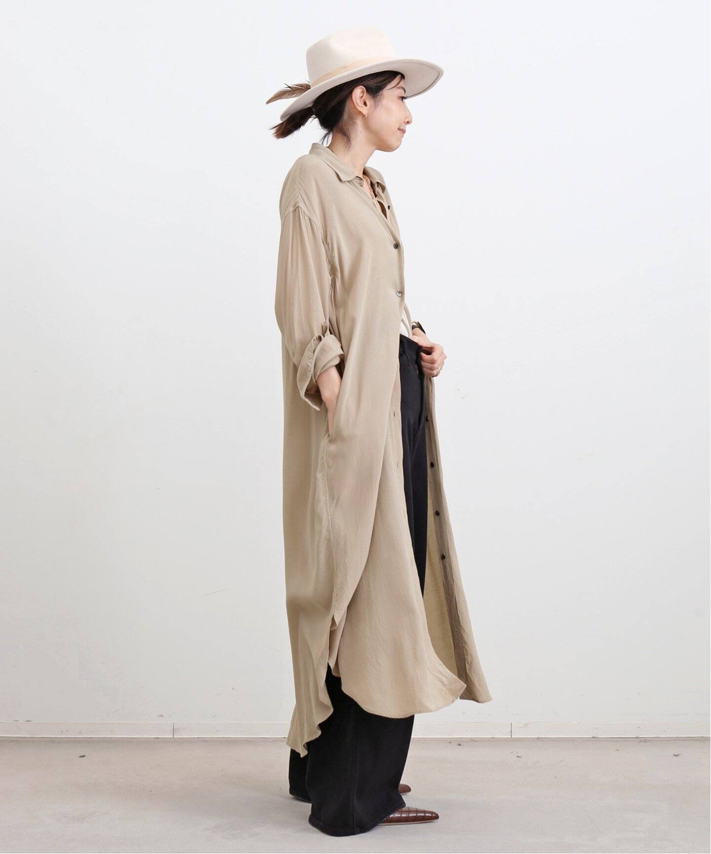 LONG SHIRT ONEPIECE（シャツワンピース）｜L 