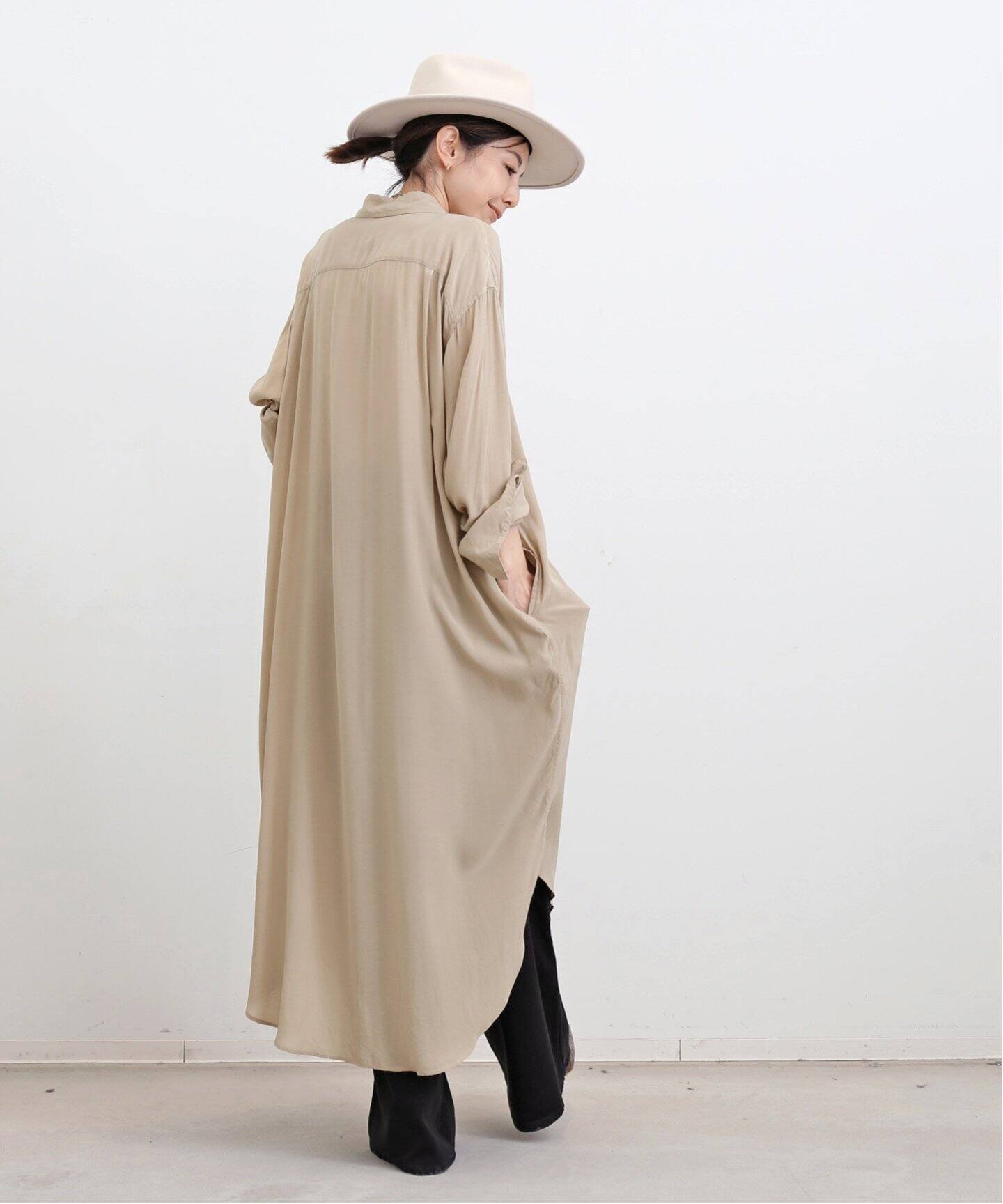 LONG SHIRT ONEPIECE（シャツワンピース）｜L 