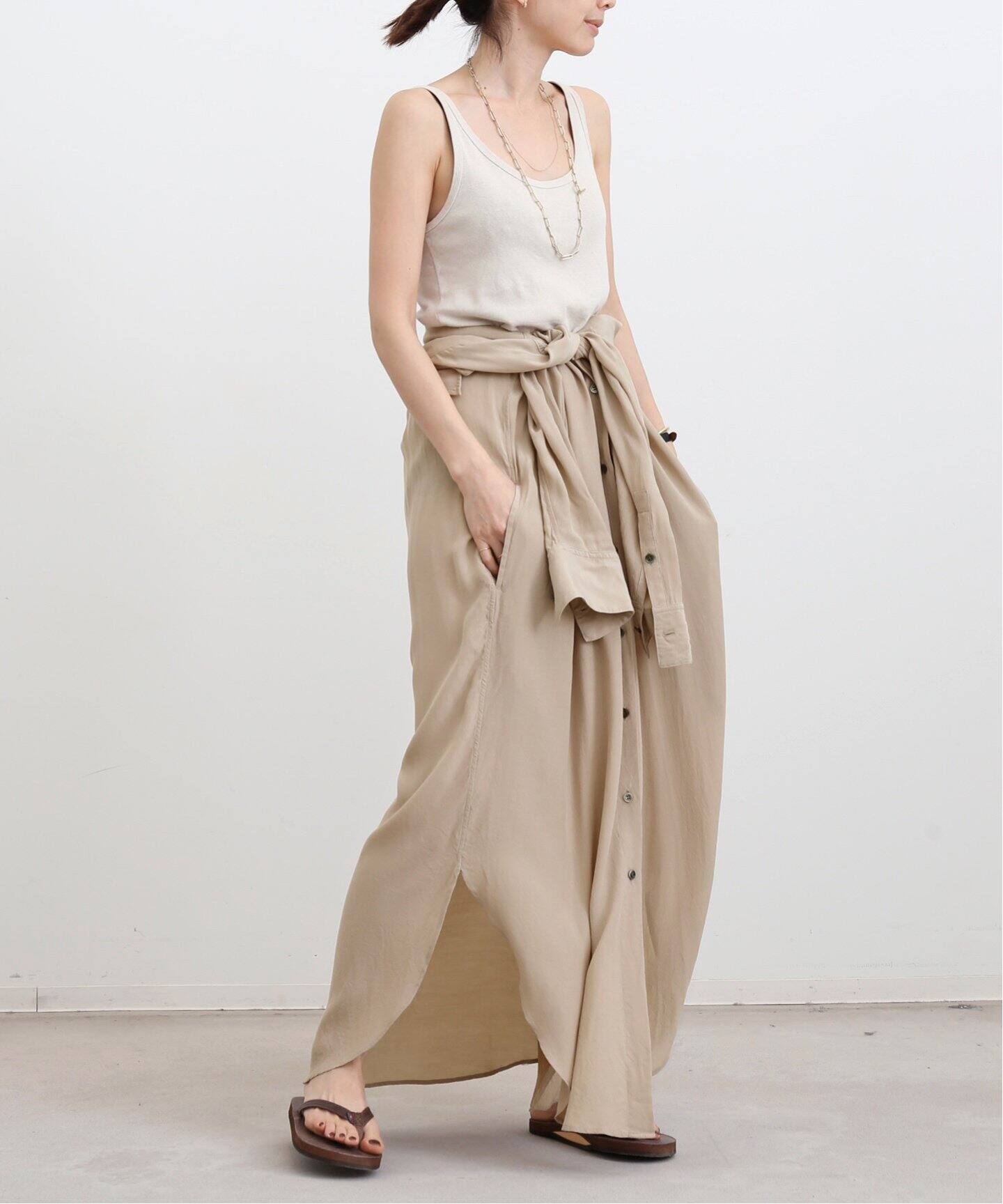 LONG SHIRT ONEPIECE（シャツワンピース）｜L