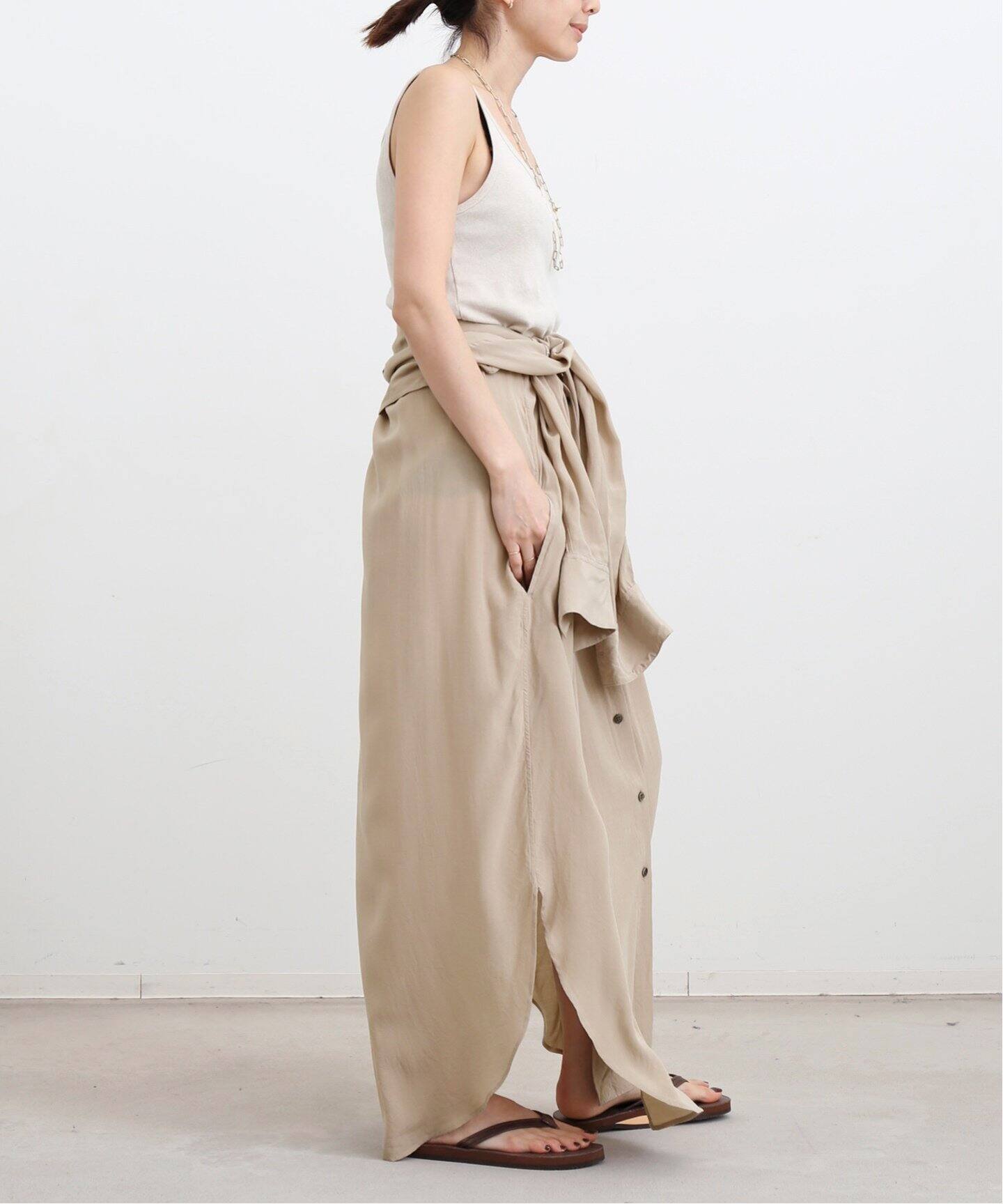 LONG SHIRT ONEPIECE（シャツワンピース）｜L 