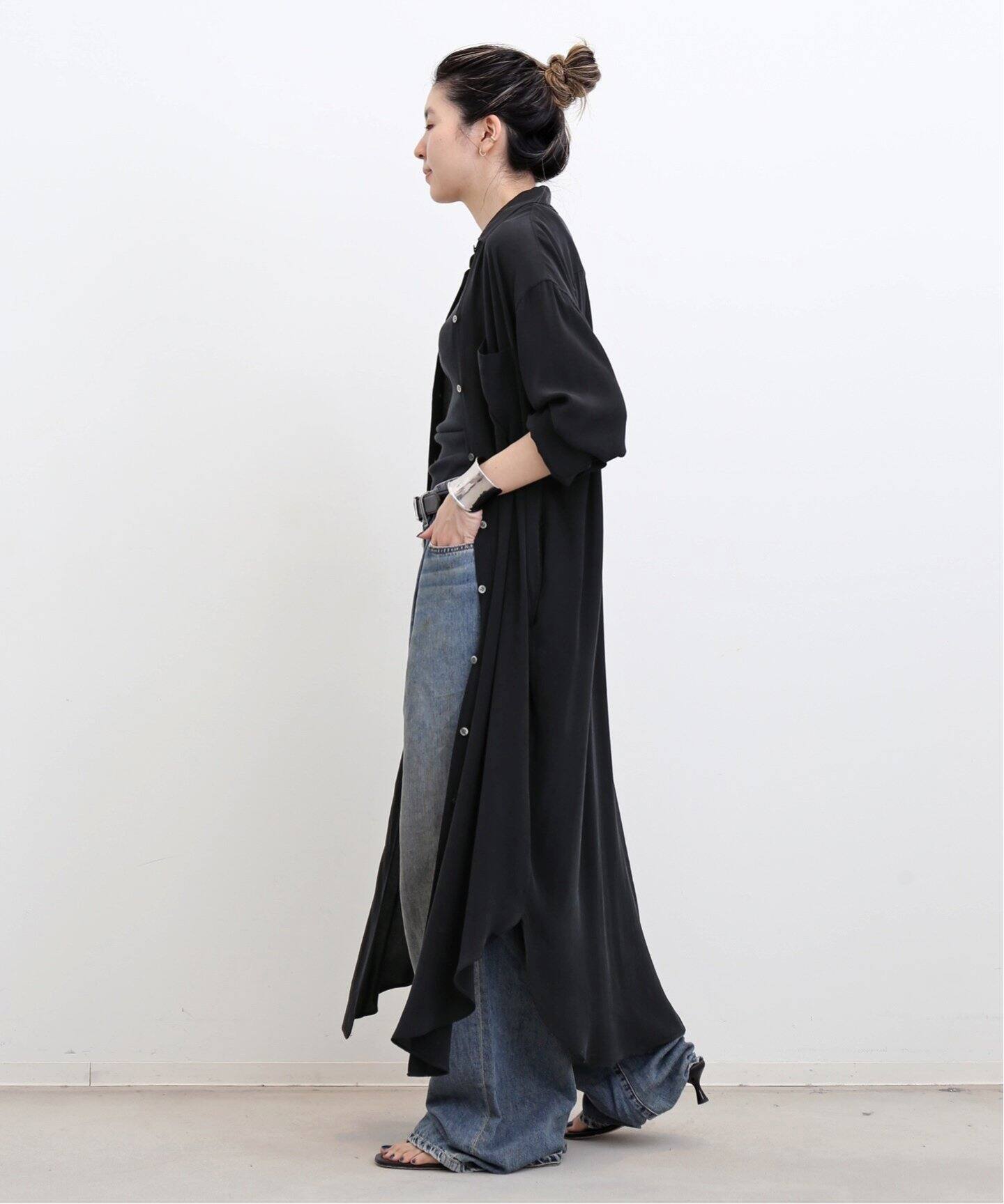 LONG SHIRT ONEPIECE（シャツワンピース）｜L 