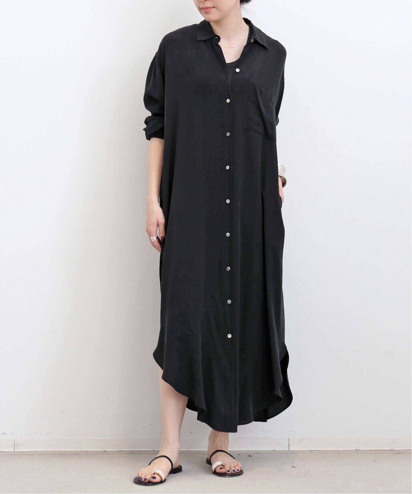 LONG SHIRT ONEPIECE（シャツワンピース）｜L 