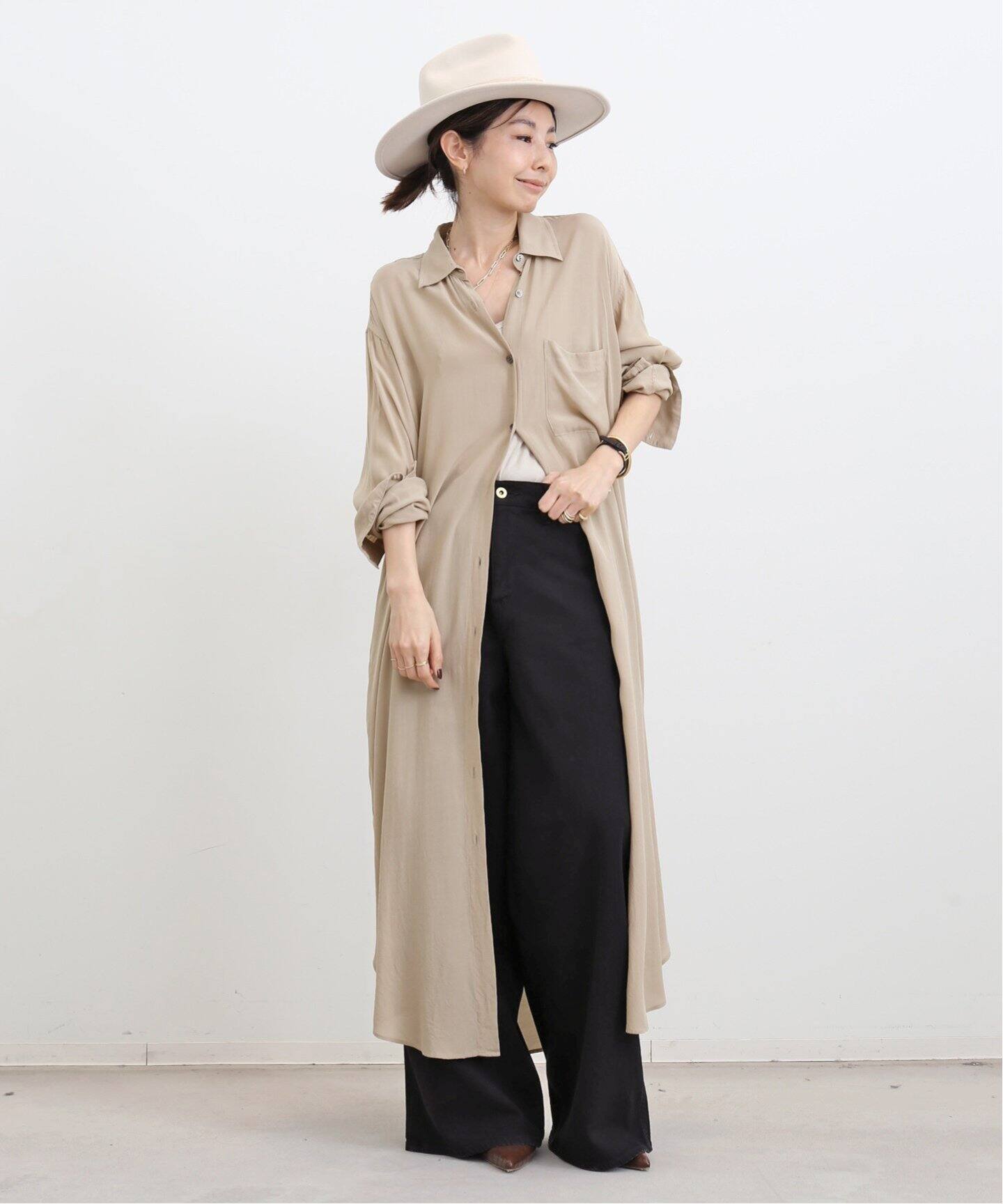 LONG SHIRT ONEPIECE（シャツワンピース）｜L 