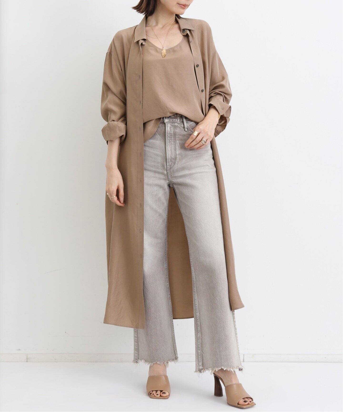 Silk Shirt Dress（シャツワンピース）｜L 