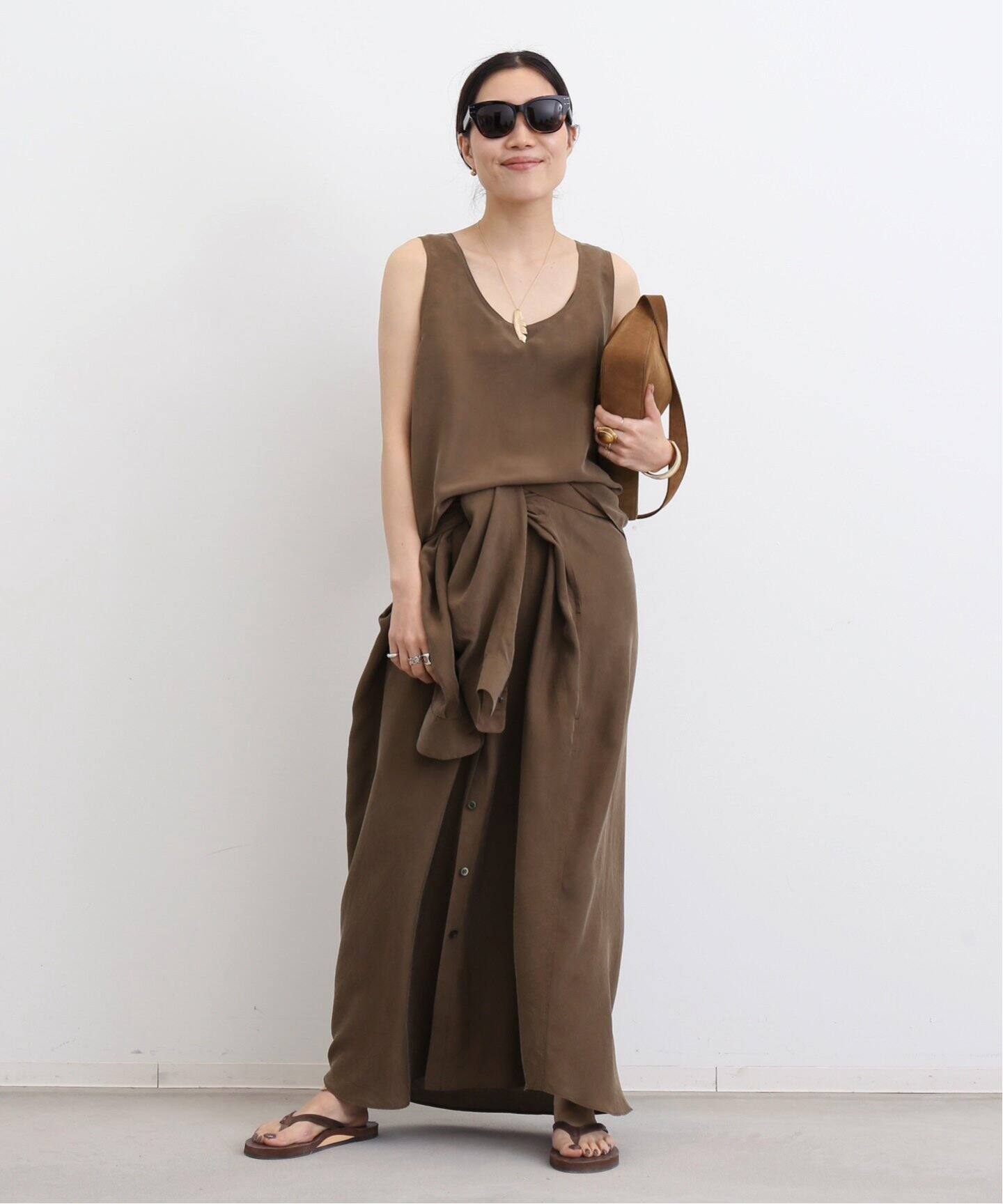 Silk Shirt Dress（シャツワンピース）｜L