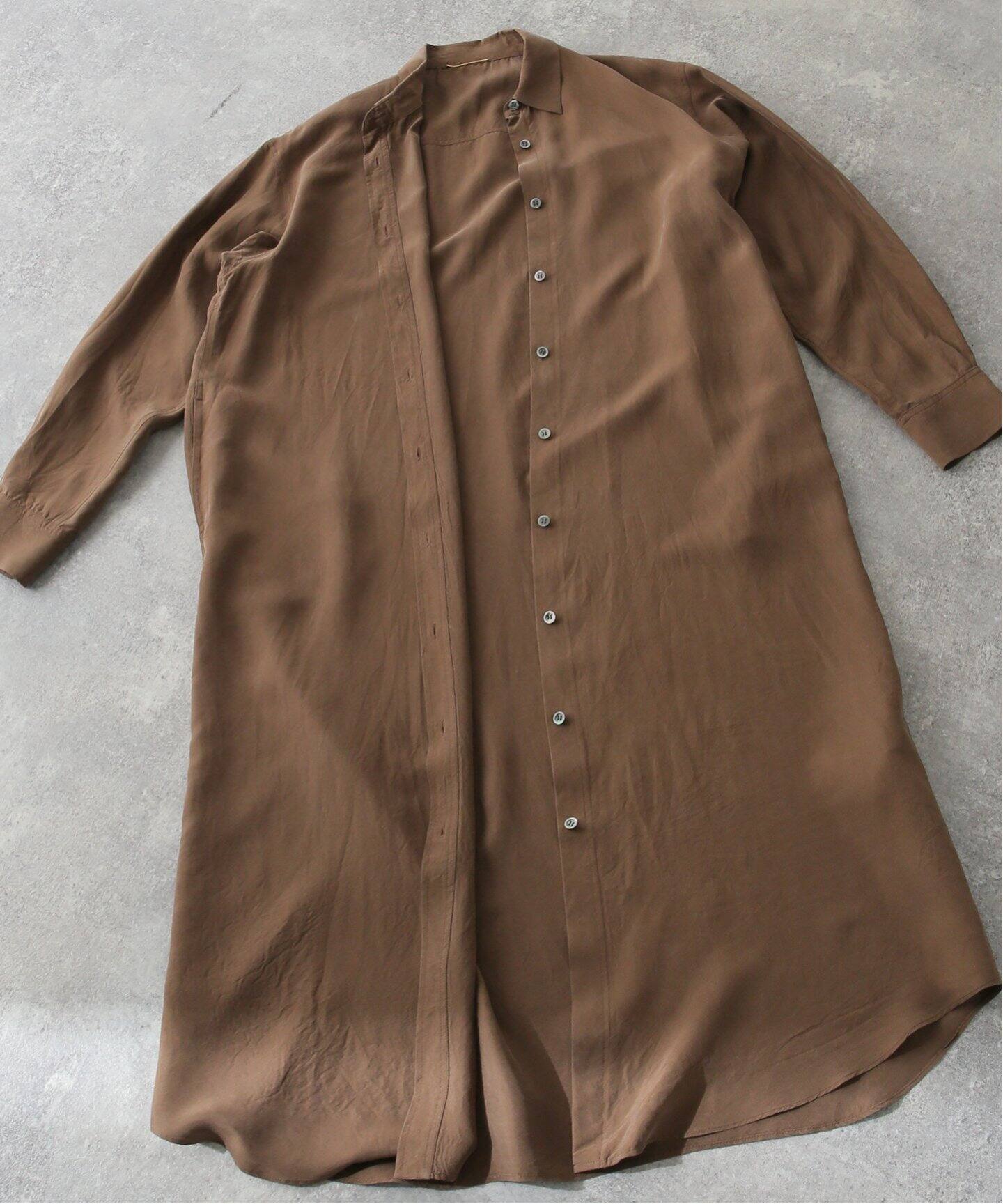 Silk Shirt Dress（シャツワンピース）｜L 