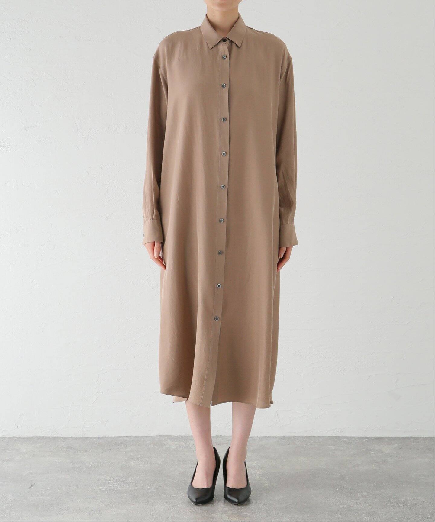 Silk Shirt Dress（シャツワンピース）｜L 