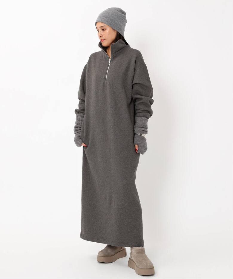 AP STUDIO エーピーストゥディオ ハーフジップスウェットドレス 38 