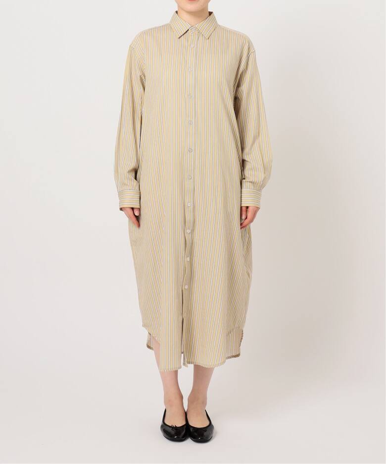 ロングルーズストライプシャツワンピ（シャツワンピース）｜B.C STOCK  