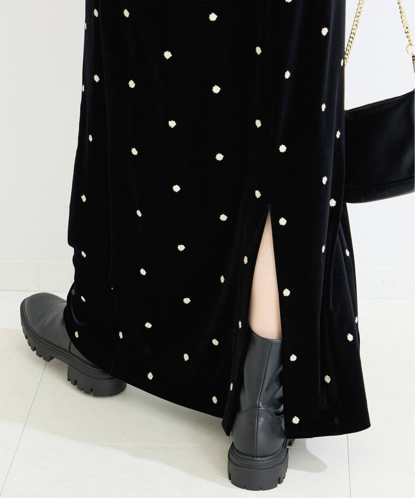 ベロアフラワー刺繍ワンピース（ワンピース）｜B.C STOCK（ベーセー  